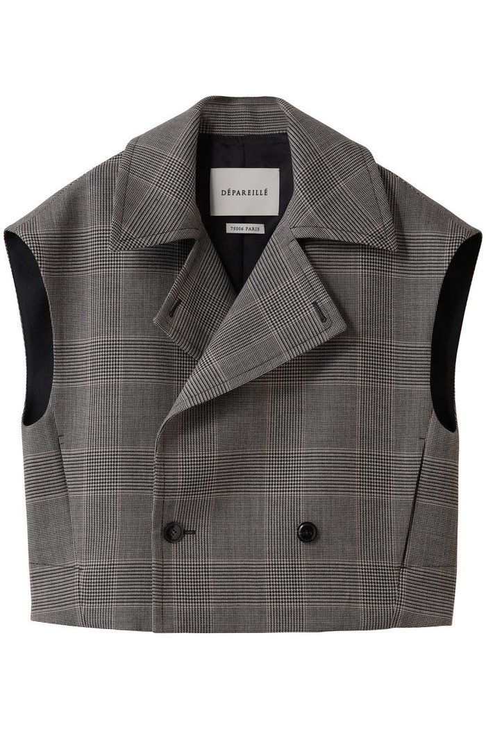 【デパリエ/DEPAREILLE】のグレンチェックジレ インテリア・キッズ・メンズ・レディースファッション・服の通販 founy(ファニー) https://founy.com/ ファッション Fashion レディースファッション Fashion for Women アウター Coat / Outerwear Collection レディースジャケット・軽アウター Jackets ショート Short, Short Length ジャケット Jacket, Outerwear チェック Check, Plaid, Tartan トレンド Trend, Trending Now バランス Balance, Style Balance ビッグ Big, Oversized ベスト Vest, Waistcoat 新作・新入荷 New Arrivals / New In |ID: prp329100004719440 ipo3291000000034103413