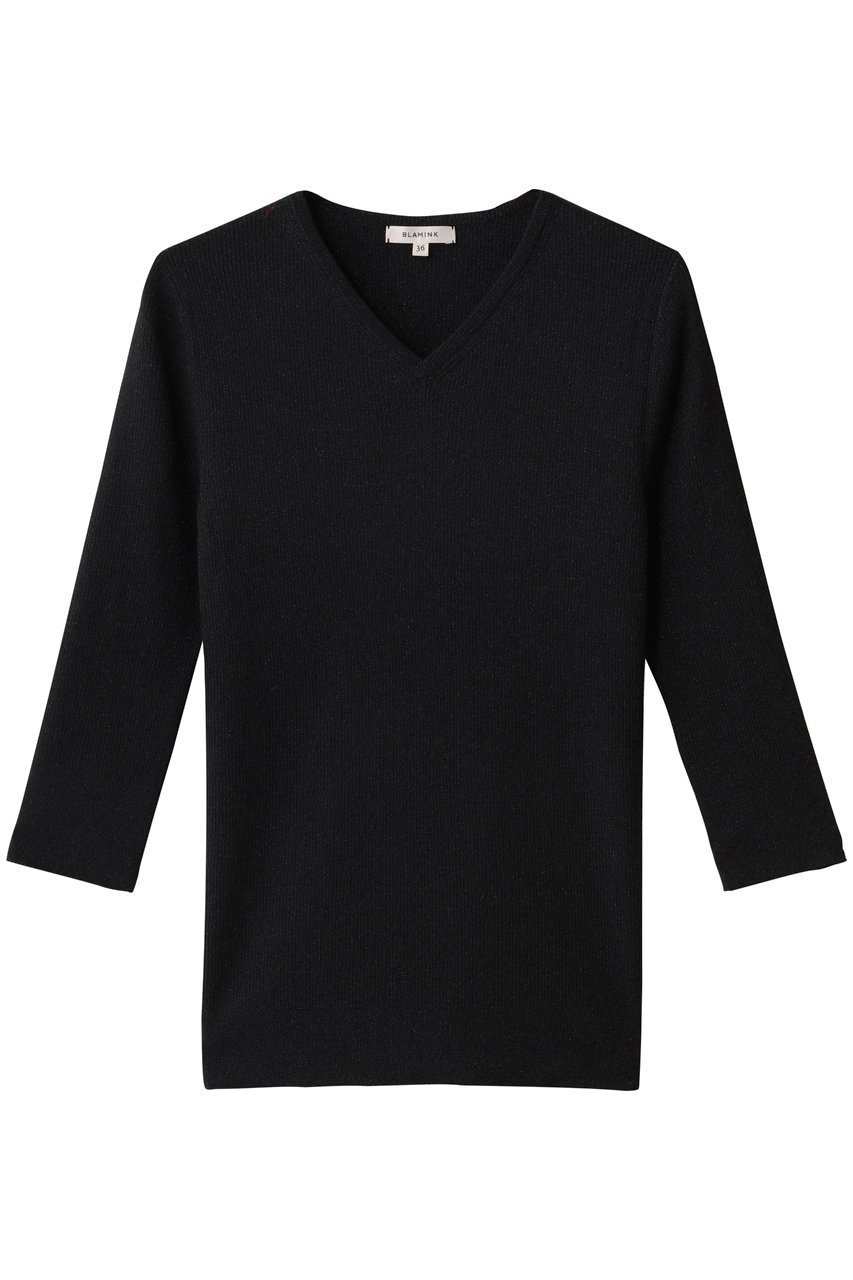 【ブラミンク/BLAMINK】のラメVネックニット インテリア・キッズ・メンズ・レディースファッション・服の通販 founy(ファニー) 　ファッション　Fashion　レディースファッション　Fashion for Women　トップス・カットソー　Cut & Sew Tops　ニット　Knit Tops & Sweaters　カジュアルプルオーバー・ニットトップス　Pullovers & Knit Tops / Casual Pullovers　Vネックトップス　V-Neck Tops / V-Cut Neckline Shirts　インナー　Innerwear　シルク　Silk, 100% Silk　シンプル　Simple, Minimal　デコルテ　Décolleté, Neckline　エレガント 上品　Elegant　新作・新入荷　New Arrivals / New In　ブラック|ID: prp329100004719447 ipo3291000000034103467