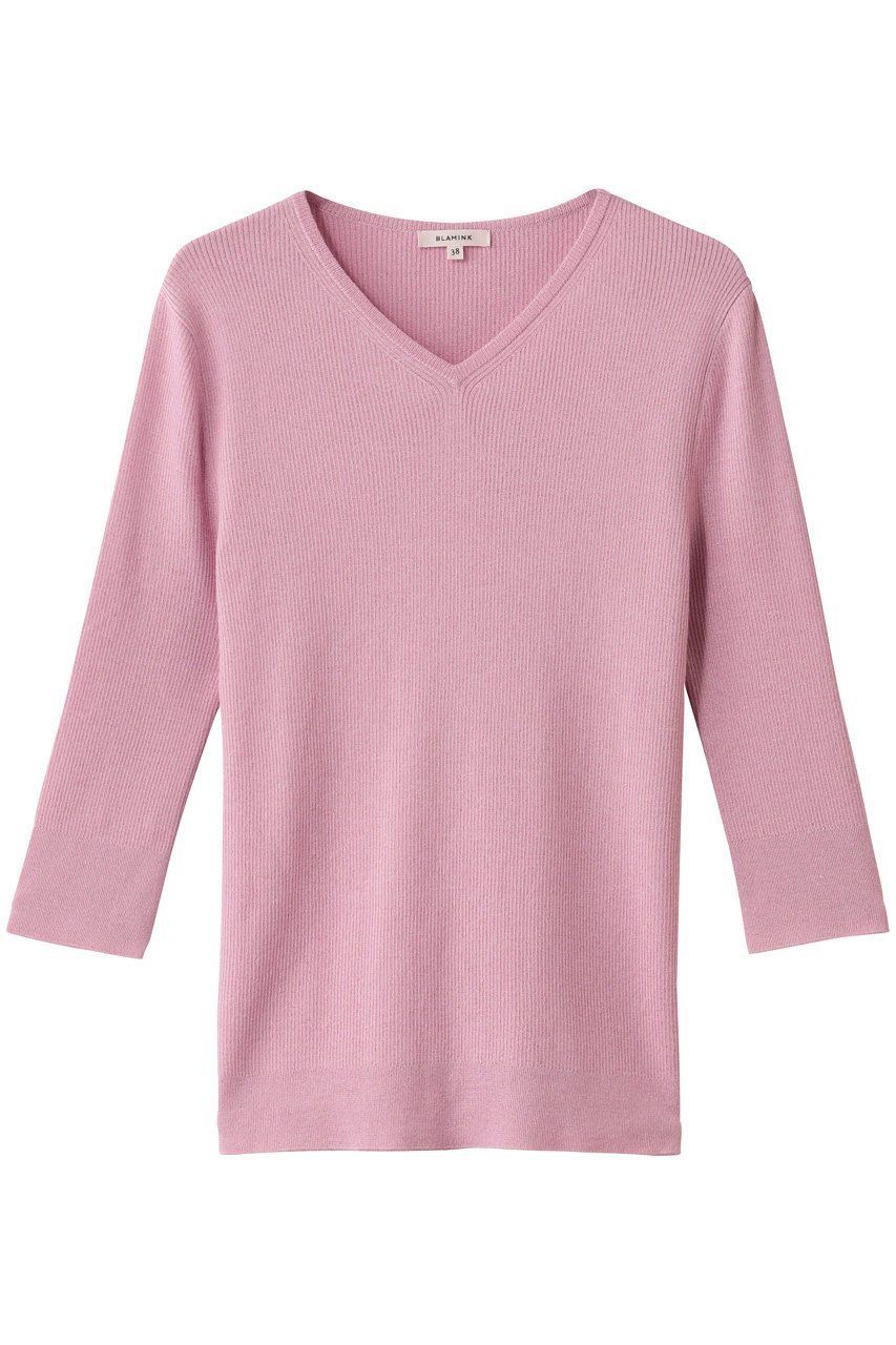 【ブラミンク/BLAMINK】のラメVネックニット インテリア・キッズ・メンズ・レディースファッション・服の通販 founy(ファニー) 　ファッション　Fashion　レディースファッション　Fashion for Women　トップス・カットソー　Cut & Sew Tops　ニット　Knit Tops & Sweaters　カジュアルプルオーバー・ニットトップス　Pullovers & Knit Tops / Casual Pullovers　Vネックトップス　V-Neck Tops / V-Cut Neckline Shirts　インナー　Innerwear　シルク　Silk, 100% Silk　シンプル　Simple, Minimal　デコルテ　Décolleté, Neckline　エレガント 上品　Elegant　新作・新入荷　New Arrivals / New In　ライトピンク|ID: prp329100004719447 ipo3291000000034103469