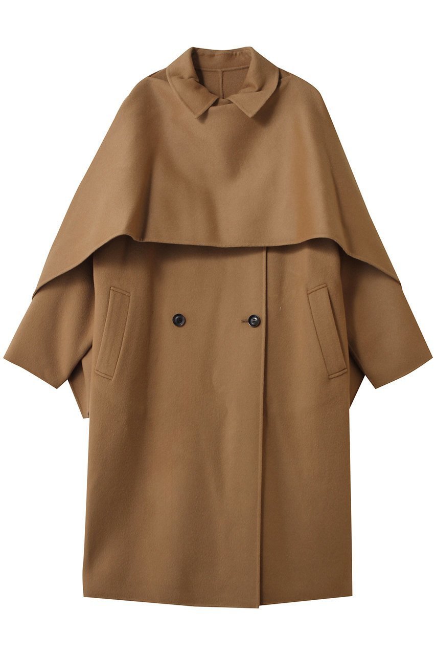 【エステータ/esteta】のウールリバー ケープ付き コート インテリア・キッズ・メンズ・レディースファッション・服の通販 founy(ファニー) 　ファッション　Fashion　レディースファッション　Fashion for Women　アウター　Coat / Outerwear Collection　コート・ロングコート・ピーコート　Long Coats, Peacoats & More　クラシカル　Classical, Vintage-Inspired　シンプル　Simple, Minimal　ジャケット　Jacket, Outerwear　ダブル　Double, Double-Breasted　デニム　Denim, Jeans Material　リュクス　Luxury, Elegant, High-End, Chic　ロング　Long, Long-Length　新作・新入荷　New Arrivals / New In　ベージュ|ID: prp329100004719451 ipo3291000000034103496
