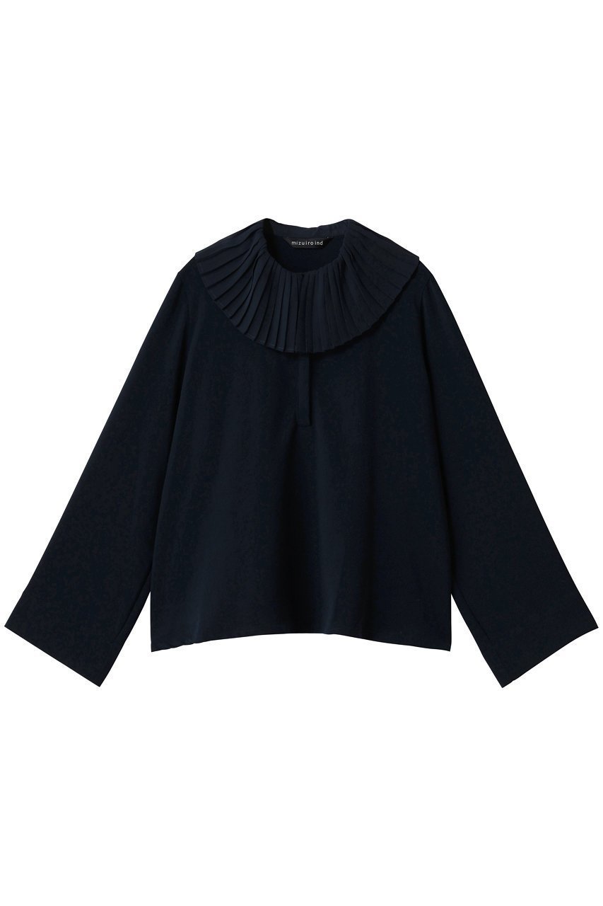 【ミズイロ インド/mizuiro ind】のpleats collar shirt P/O プルオーバー インテリア・キッズ・メンズ・レディースファッション・服の通販 founy(ファニー) 　ファッション　Fashion　レディースファッション　Fashion for Women　トップス・カットソー　Cut & Sew Tops　シャツ・ブラウス・オフィスカジュアル　Elegant Blouses & Button-Ups　カジュアルプルオーバー・ニットトップス　Pullovers & Knit Tops / Casual Pullovers　おすすめ　Recommended / Our Picks　インナー　Innerwear　オケージョン　Occasion Wear　スウェット / スエット　Sweatshirt, Sweatwear　スリーブ　Sleeve, Long Sleeve / Short Sleeve　ドレープ　Drape, Draping Fabric　プリーツ　Pleats, Pleated　ボトム　Bottoms, Lower Wear　ロング　Long, Long-Length　エレガント 上品　Elegant　新作・新入荷　New Arrivals / New In　navy|ID: prp329100004720736 ipo3291000000034113866