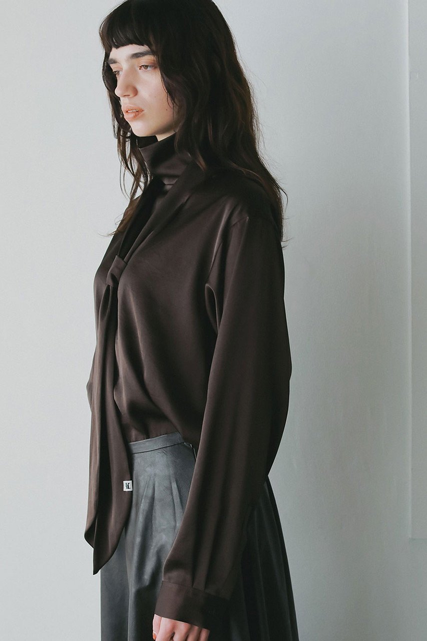 【ハー/HER.】の【10/9 0:00販売開始】ヴィンテージサテンリボンブラウス 人気、トレンドファッション・服の通販 founy(ファニー) 　ファッション　Fashion　レディースファッション　Fashion for Women　トップス・カットソー　Cut & Sew Tops　シャツ・ブラウス・オフィスカジュアル　Elegant Blouses & Button-Ups　おすすめ　Recommended / Our Picks　サテン　Satin, Glossy Fabric　スリーブ　Sleeve, Long Sleeve / Short Sleeve　トレンド　Trend, Trending Now　ハイネック　High Neck, Mock Neck　リボン　Ribbon, Bow　リラックス　Relax, Relaxed Fit　ロング　Long, Long-Length　新作・新入荷　New Arrivals / New In　other-3|ID: prp329100004721422 ipo3291000000034121536