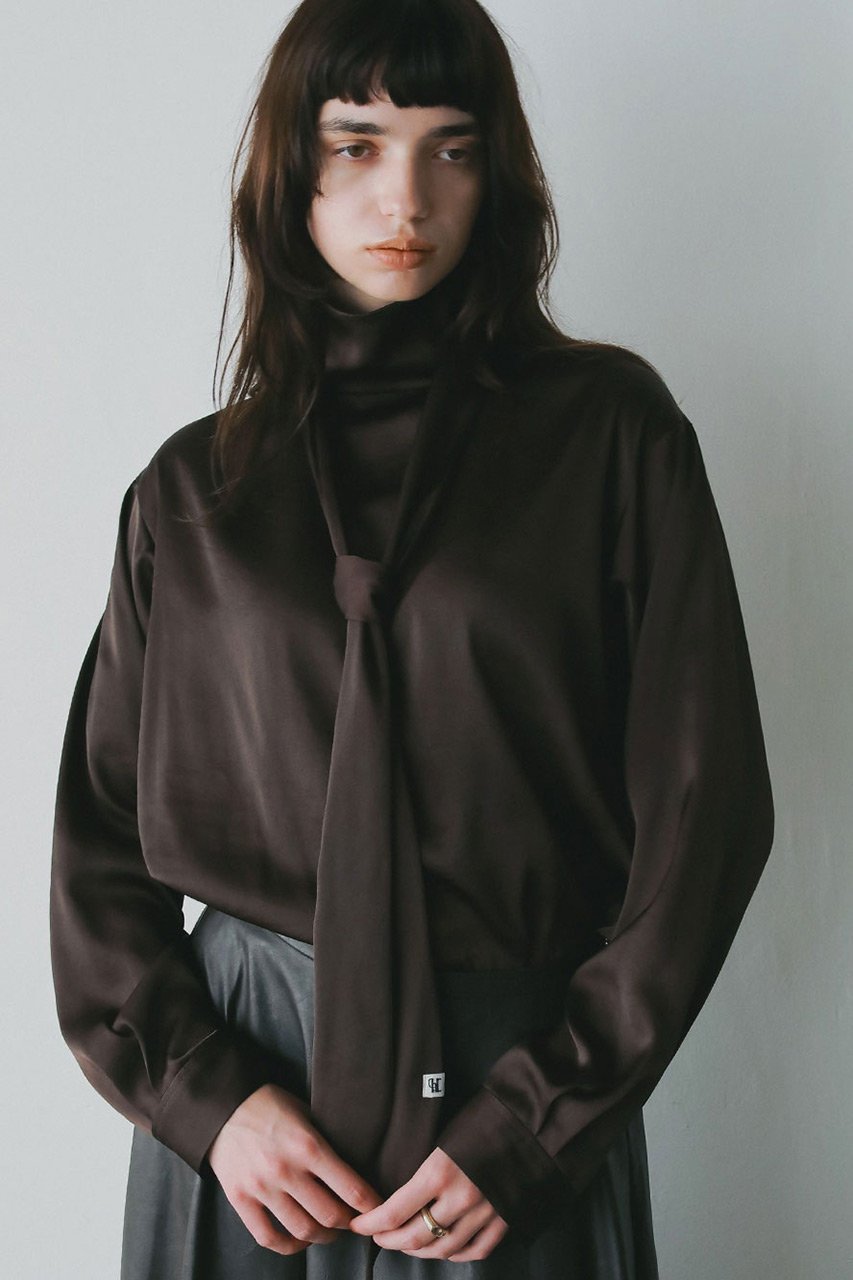 【ハー/HER.】の【10/9 0:00販売開始】ヴィンテージサテンリボンブラウス 人気、トレンドファッション・服の通販 founy(ファニー) 　ファッション　Fashion　レディースファッション　Fashion for Women　トップス・カットソー　Cut & Sew Tops　シャツ・ブラウス・オフィスカジュアル　Elegant Blouses & Button-Ups　おすすめ　Recommended / Our Picks　サテン　Satin, Glossy Fabric　スリーブ　Sleeve, Long Sleeve / Short Sleeve　トレンド　Trend, Trending Now　ハイネック　High Neck, Mock Neck　リボン　Ribbon, Bow　リラックス　Relax, Relaxed Fit　ロング　Long, Long-Length　新作・新入荷　New Arrivals / New In　other-7|ID: prp329100004721422 ipo3291000000034121540