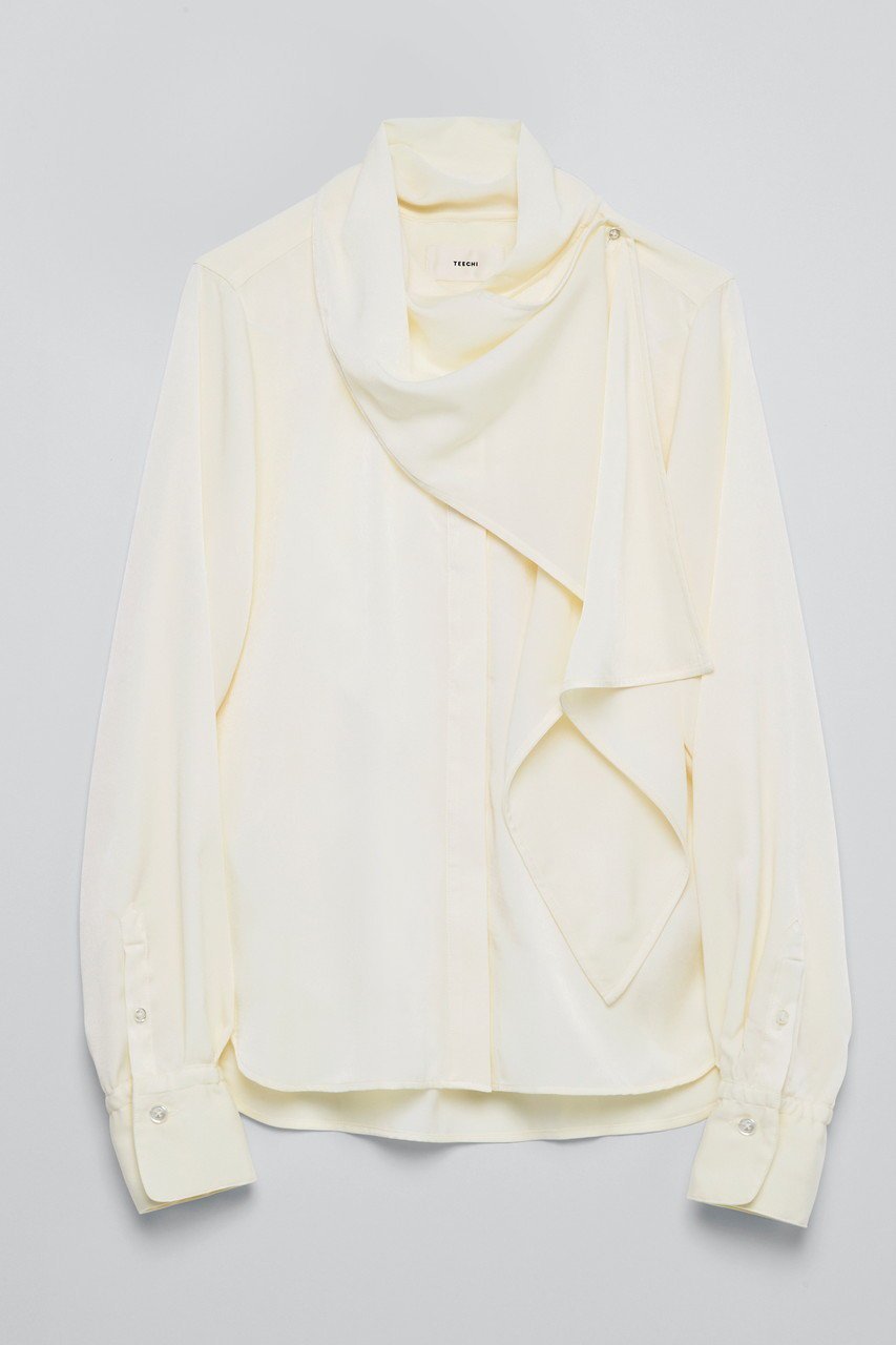 【ティーチ/TEECHI】のラップクロスブラウス インテリア・キッズ・メンズ・レディースファッション・服の通販 founy(ファニー) ファッション Fashion レディースファッション Fashion for Women トップス・カットソー Cut & Sew Tops シャツ・ブラウス・オフィスカジュアル Elegant Blouses & Button-Ups とろみ Fluid, Flowy Fabric サテン Satin, Glossy Fabric スカーフ Scarf, Neckwear スリーブ Sleeve, Long Sleeve / Short Sleeve ドレープ Drape, Draping Fabric ロング Long, Long-Length エレガント 上品 Elegant 洗える Machine Washable ホワイト|ID: prp329100004722622 ipo3291000000035493652