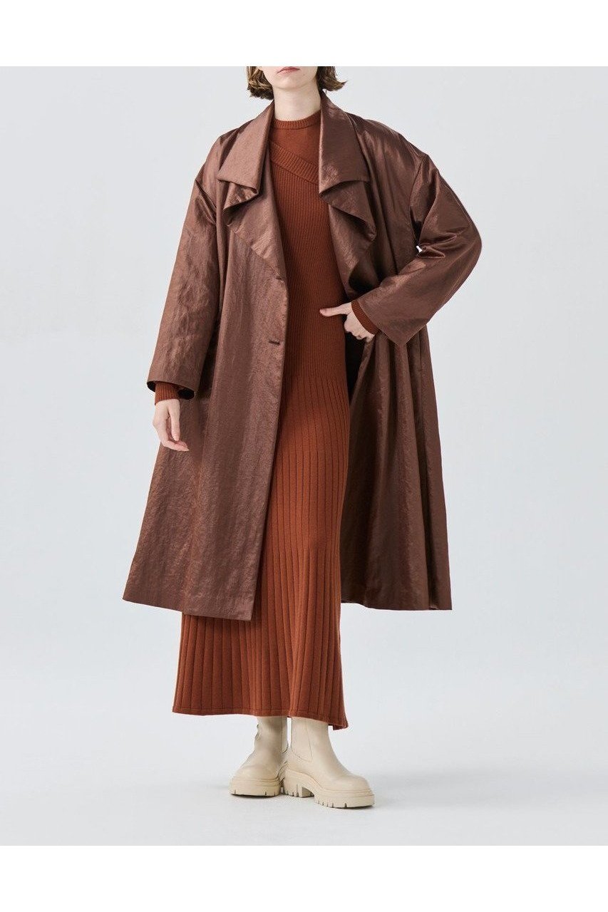 【ティーチ/TEECHI】のドレープコート 人気、トレンドファッション・服の通販 founy(ファニー) 　ファッション　Fashion　レディースファッション　Fashion for Women　アウター　Coat / Outerwear Collection　コート・ロングコート・ピーコート　Long Coats, Peacoats & More　コーティング　Coating, Coated Finish　サテン　Satin, Glossy Fabric　ショルダー　Shoulder, Shoulder Strap　タンブラー　Tumbler, Travel Mug　ドレープ　Drape, Draping Fabric　ドロップ　Drop Shoulder, Dropped Style　リラックス　Relax, Relaxed Fit　ロング　Long, Long-Length　ヴィンテージ　Vintage Style　新作・新入荷　New Arrivals / New In　ビジネス 仕事 通勤　Business / Work / Commuting　other-2|ID: prp329100004722624 ipo3291000000034133337