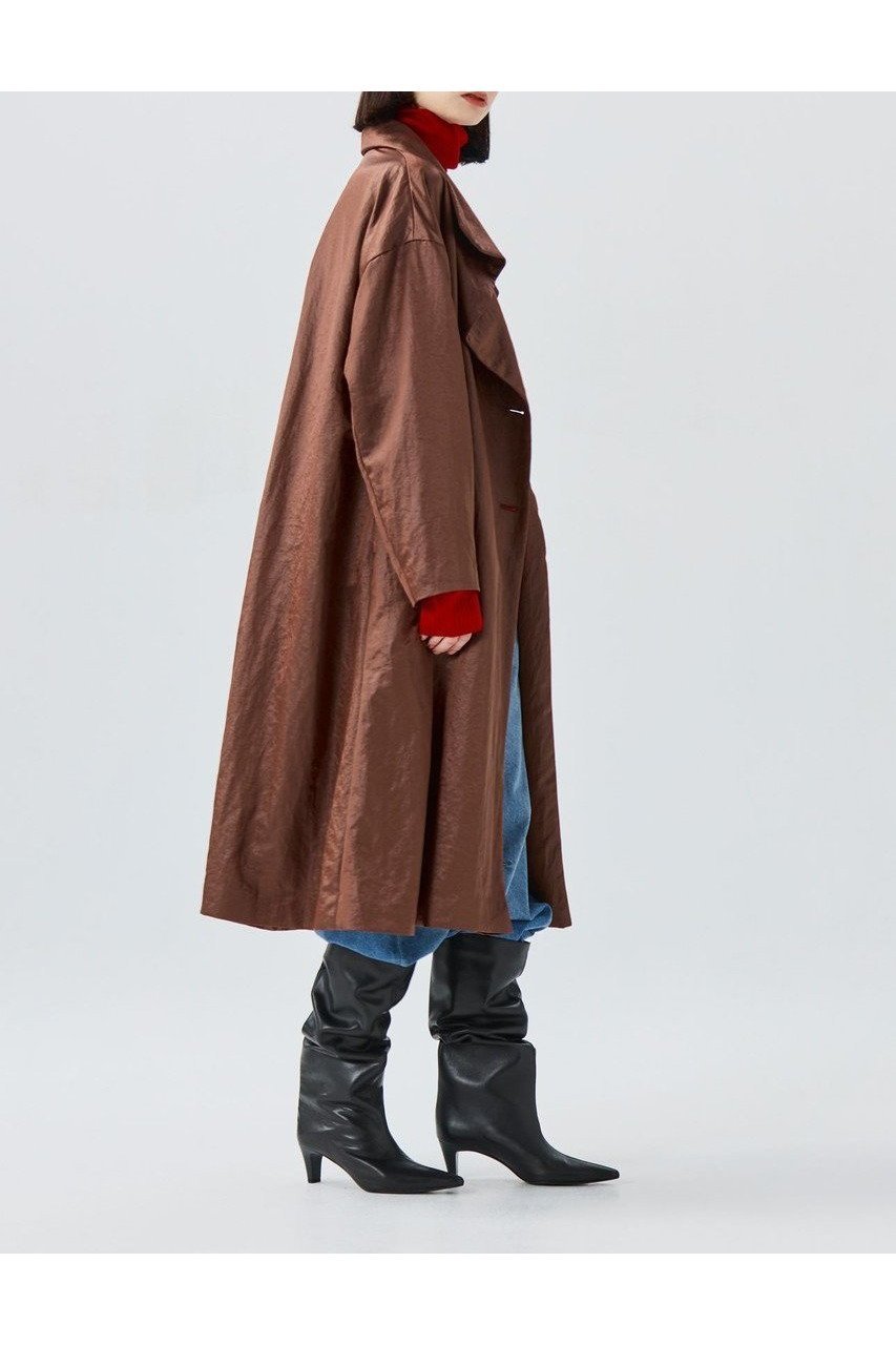 【ティーチ/TEECHI】のドレープコート 人気、トレンドファッション・服の通販 founy(ファニー) 　ファッション　Fashion　レディースファッション　Fashion for Women　アウター　Coat / Outerwear Collection　コート・ロングコート・ピーコート　Long Coats, Peacoats & More　コーティング　Coating, Coated Finish　サテン　Satin, Glossy Fabric　ショルダー　Shoulder, Shoulder Strap　タンブラー　Tumbler, Travel Mug　ドレープ　Drape, Draping Fabric　ドロップ　Drop Shoulder, Dropped Style　リラックス　Relax, Relaxed Fit　ロング　Long, Long-Length　ヴィンテージ　Vintage Style　新作・新入荷　New Arrivals / New In　ビジネス 仕事 通勤　Business / Work / Commuting　other-3|ID: prp329100004722624 ipo3291000000034133338