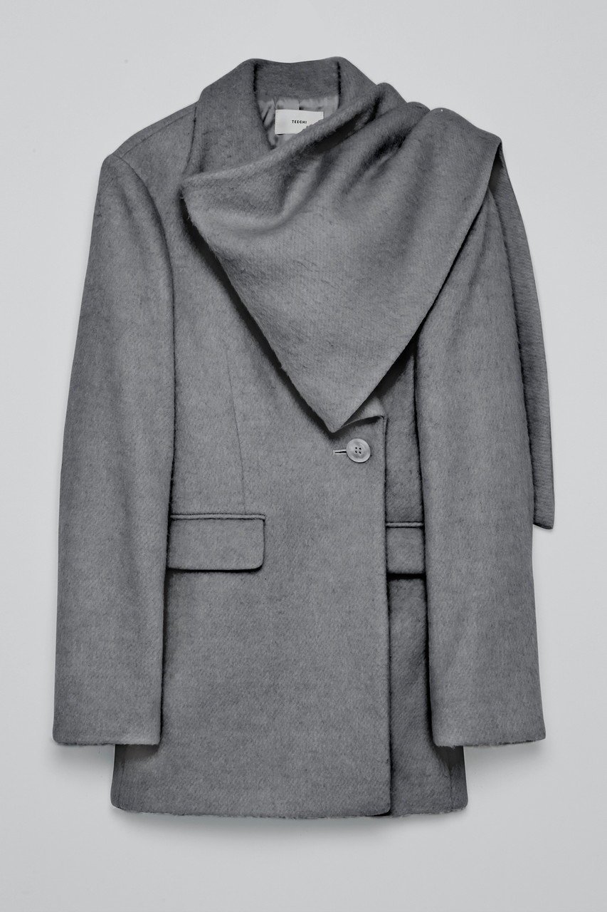 【ティーチ/TEECHI】のウールミックスシャギーコート インテリア・キッズ・メンズ・レディースファッション・服の通販 founy(ファニー) 　ファッション　Fashion　レディースファッション　Fashion for Women　アウター　Coat / Outerwear Collection　コート・ロングコート・ピーコート　Long Coats, Peacoats & More　シェイプ　Shape, Slim Fit　ショート　Short, Short Length　スニーカー　Sneakers, Trainers　スマート　Smart, Elegant　デニム　Denim, Jeans Material　バランス　Balance, Style Balance　フロント　Front, Front Design　ボックス　Boxy, Box Shape　防寒　Cold Protection, Winter-Ready　マフラー　Scarf, Muffler　新作・新入荷　New Arrivals / New In　グレー|ID: prp329100004722627 ipo3291000000034133360
