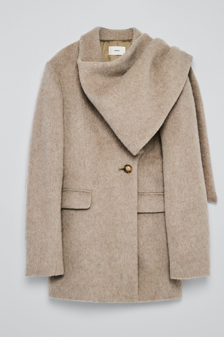 【ティーチ/TEECHI】のウールミックスシャギーコート インテリア・キッズ・メンズ・レディースファッション・服の通販 founy(ファニー) 　ファッション　Fashion　レディースファッション　Fashion for Women　アウター　Coat / Outerwear Collection　コート・ロングコート・ピーコート　Long Coats, Peacoats & More　シェイプ　Shape, Slim Fit　ショート　Short, Short Length　スニーカー　Sneakers, Trainers　スマート　Smart, Elegant　デニム　Denim, Jeans Material　バランス　Balance, Style Balance　フロント　Front, Front Design　ボックス　Boxy, Box Shape　防寒　Cold Protection, Winter-Ready　マフラー　Scarf, Muffler　ベージュ|ID: prp329100004722627 ipo3291000000035870318