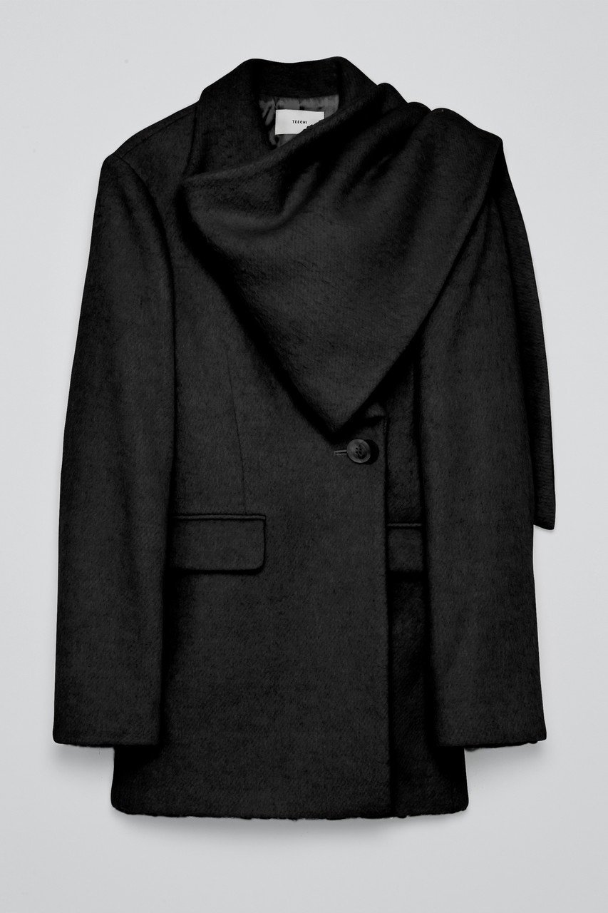 【ティーチ/TEECHI】のウールミックスシャギーコート インテリア・キッズ・メンズ・レディースファッション・服の通販 founy(ファニー) 　ファッション　Fashion　レディースファッション　Fashion for Women　アウター　Coat / Outerwear Collection　コート・ロングコート・ピーコート　Long Coats, Peacoats & More　シェイプ　Shape, Slim Fit　ショート　Short, Short Length　スニーカー　Sneakers, Trainers　スマート　Smart, Elegant　デニム　Denim, Jeans Material　バランス　Balance, Style Balance　フロント　Front, Front Design　ボックス　Boxy, Box Shape　防寒　Cold Protection, Winter-Ready　マフラー　Scarf, Muffler　ブラック|ID: prp329100004722627 ipo3291000000035870322