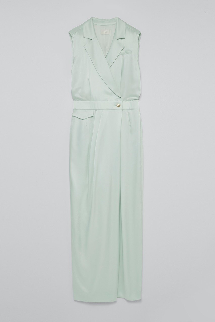 【ティーチ/TEECHI】のTMOサテンジャンプスーツ インテリア・キッズ・メンズ・レディースファッション・服の通販 founy(ファニー) 　ファッション　Fashion　レディースファッション　Fashion for Women　パンツ　Pants & Trousers　アクセサリー　Fashion Accessories　インナー　Innerwear　エレガント 上品　Elegant　ギャザー　Gathered, Ruffled　サテン　Satin, Glossy Fabric　シルク　Silk, 100% Silk　ジーンズ　Jeans, Denim Pants　ストレッチ　Stretch, Stretchy Fabric　スラックス　Slacks, Dress Pants　スーツ　Suit, Formalwear　ダブル　Double, Double-Breasted　なめらか　Smooth, Silky Texture　フロント　Front, Front Design　ブラウジング　Blouson Silhouette, Cinched Waist　ポケット　Pocket, Pocket Detail　メタル　Metal, Metal Parts　ヨーク　Yoke, Yoke Design　旅行　Travel　グリーン|ID: prp329100004722647 ipo3291000000035870392