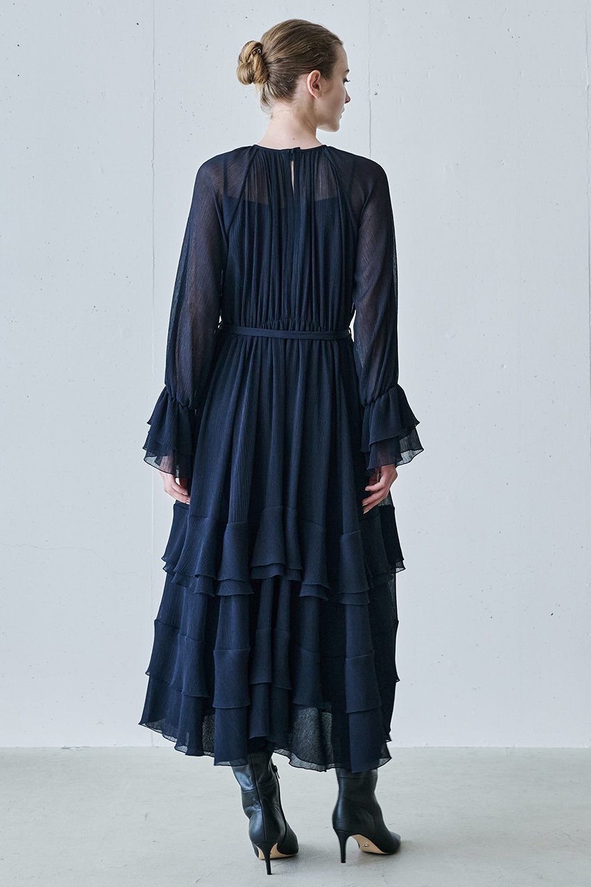 【ジェイドット/j.】のクレープジョーゼットフリルティアードドレス 人気、トレンドファッション・服の通販 founy(ファニー) 　ファッション　Fashion　レディースファッション　Fashion for Women　ワンピース　Dresses　フォーマル・パーティードレス・結婚式用ドレス　Elegant & Casual Dresses　チュニック　Tunic Tops & Dresses　エアリー　Airy Texture　ギャザー　Gathered, Ruffled　シアー　Sheer, See-Through　ジョーゼット　Georgette, Semi-Sheer Fabric　チュニック　Tunic, Long Top　ティアードワンピース　Tiered Dress, Flared Dress　パーティ　Party, Party Style　フリル　Frill, Ruffle　ペチコート　Petticoat, Underskirt　リボン　Ribbon, Bow　ロング　Long, Long-Length　other-7|ID: prp329100004722663 ipo3291000000034463509