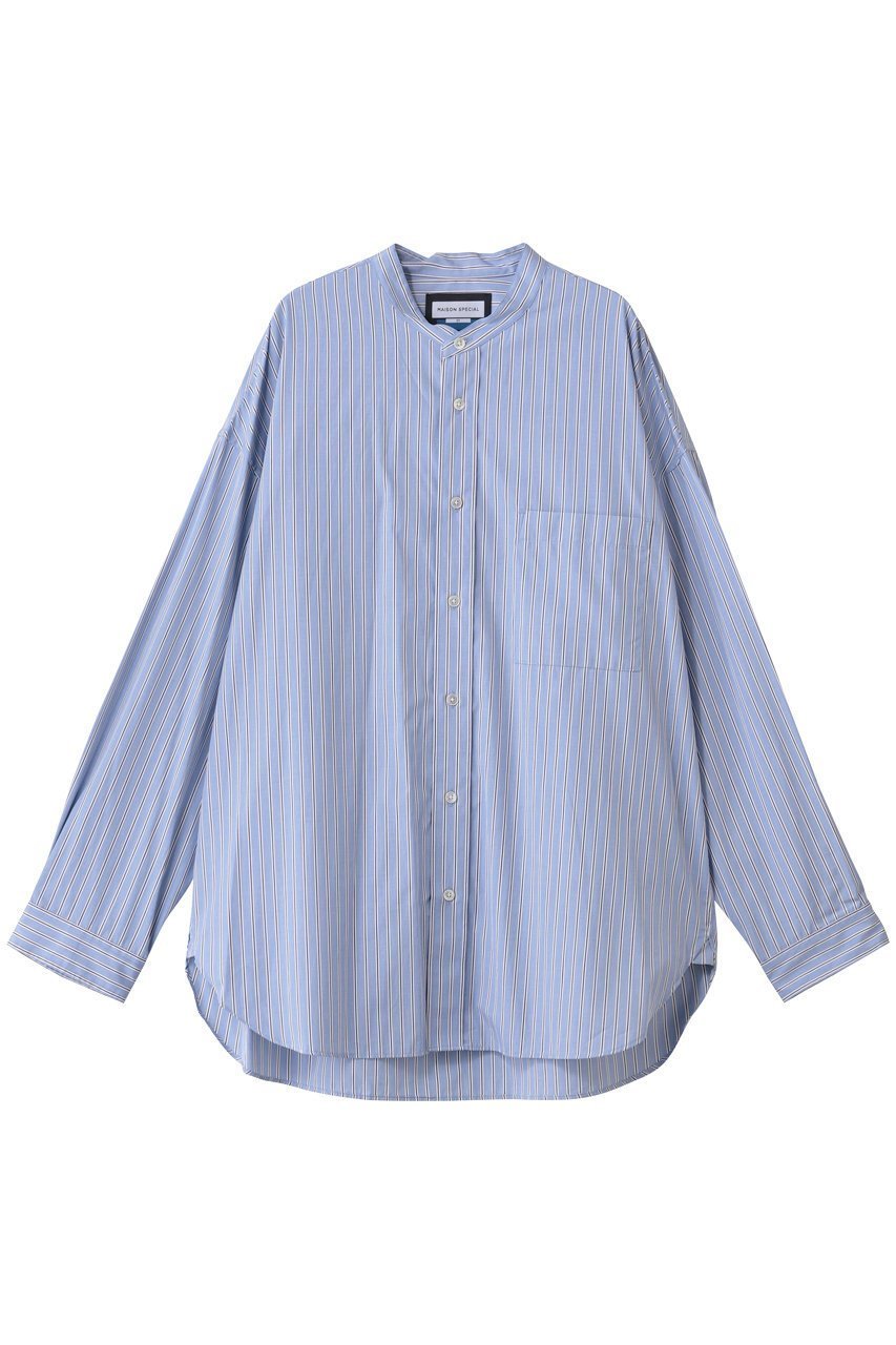 【メゾンスペシャル/MAISON SPECIAL】の【UNISEX】トーマスメイソンプライムオーバーL/Sバンドカラーシャツ インテリア・キッズ・メンズ・レディースファッション・服の通販 founy(ファニー) 　ファッション　Fashion　レディースファッション　Fashion for Women　トップス・カットソー　Cut & Sew Tops　シャツ・ブラウス・オフィスカジュアル　Elegant Blouses & Button-Ups　ユニセックス　Unisex, Genderless　スリーブ　Sleeve, Long Sleeve / Short Sleeve　パターン　Pattern, Design Print　ロング　Long, Long-Length　新作・新入荷　New Arrivals / New In　I.BLU(インディゴブルー)|ID: prp329100004722675 ipo3291000000034133741