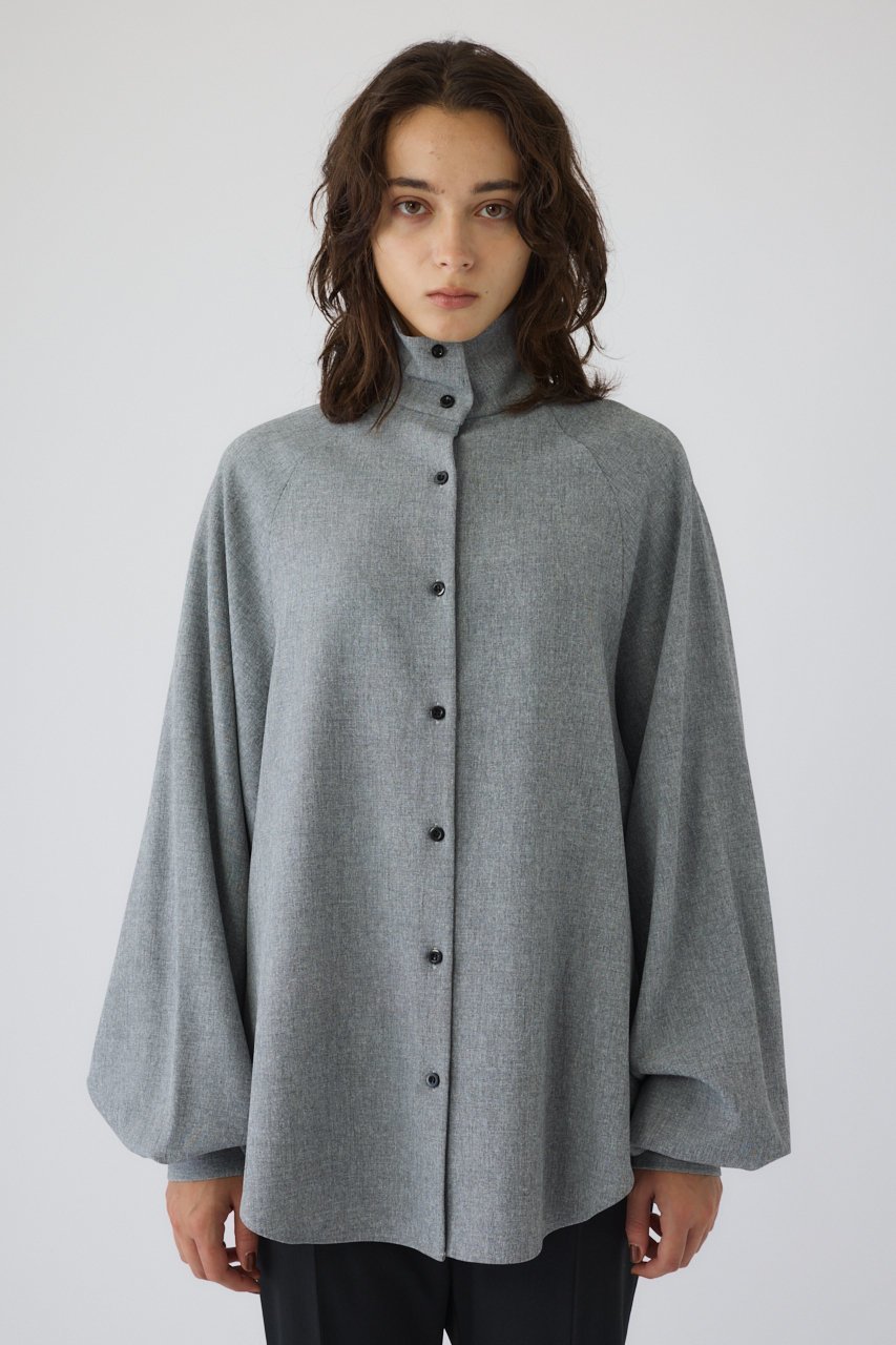【リムアーク/RIM.ARK】の【10/8 10:00販売開始】Super volume sleeve SH/シャツ インテリア・キッズ・メンズ・レディースファッション・服の通販 founy(ファニー) 　ファッション　Fashion　レディースファッション　Fashion for Women　トップス・カットソー　Cut & Sew Tops　シャツ・ブラウス・オフィスカジュアル　Elegant Blouses & Button-Ups　ボリューム袖・フリルスリーブブラウス　Voluminous & Ruffle Sleeves / Puffy Sleeve Tops　エレガント 上品　Elegant　シャンブレー　Chambray, Denim-Like Fabric　シンプル　Simple, Minimal　スリーブ　Sleeve, Long Sleeve / Short Sleeve　ミックス　Mix, Mixed Style　ロング　Long, Long-Length　ライトグレー|ID: prp329100004722689 ipo3291000000034133955