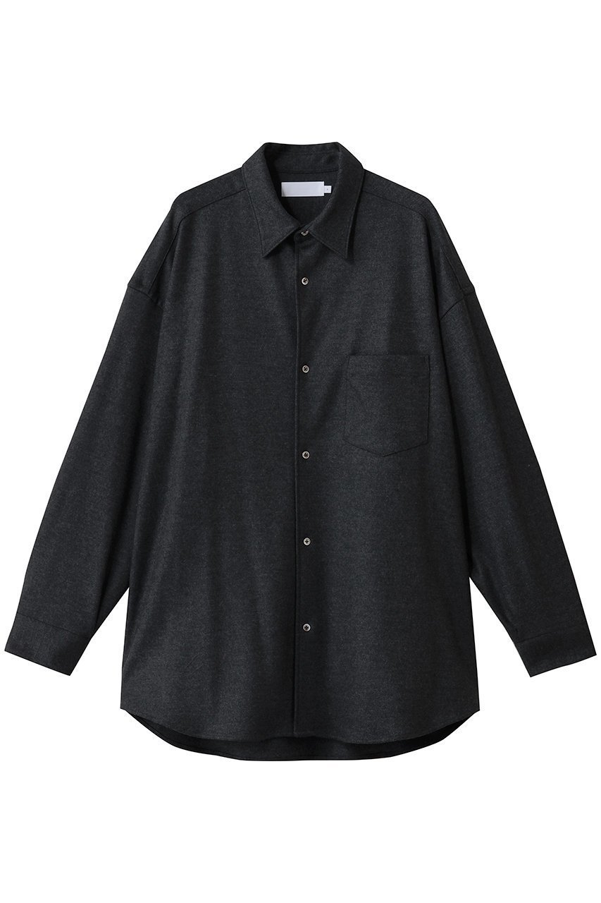 【グラフペーパー/Graphpaper】のWool Smooth Flannel Oversized Regular Collar Shirt/シャツ インテリア・キッズ・メンズ・レディースファッション・服の通販 founy(ファニー) 　ファッション　Fashion　レディースファッション　Fashion for Women　トップス・カットソー　Cut & Sew Tops　シャツ・ブラウス・オフィスカジュアル　Elegant Blouses & Button-Ups　おすすめ　Recommended / Our Picks　カットソー　Cut and Sewn Top　シンプル　Simple, Minimal　スリーブ　Sleeve, Long Sleeve / Short Sleeve　ドレープ　Drape, Draping Fabric　レギュラー　Regular, Standard Fit　ロング　Long, Long-Length　エレガント 上品　Elegant　新作・新入荷　New Arrivals / New In　羽織　Haori, Light Jacket　グレー|ID: prp329100004725048 ipo3291000000034143872