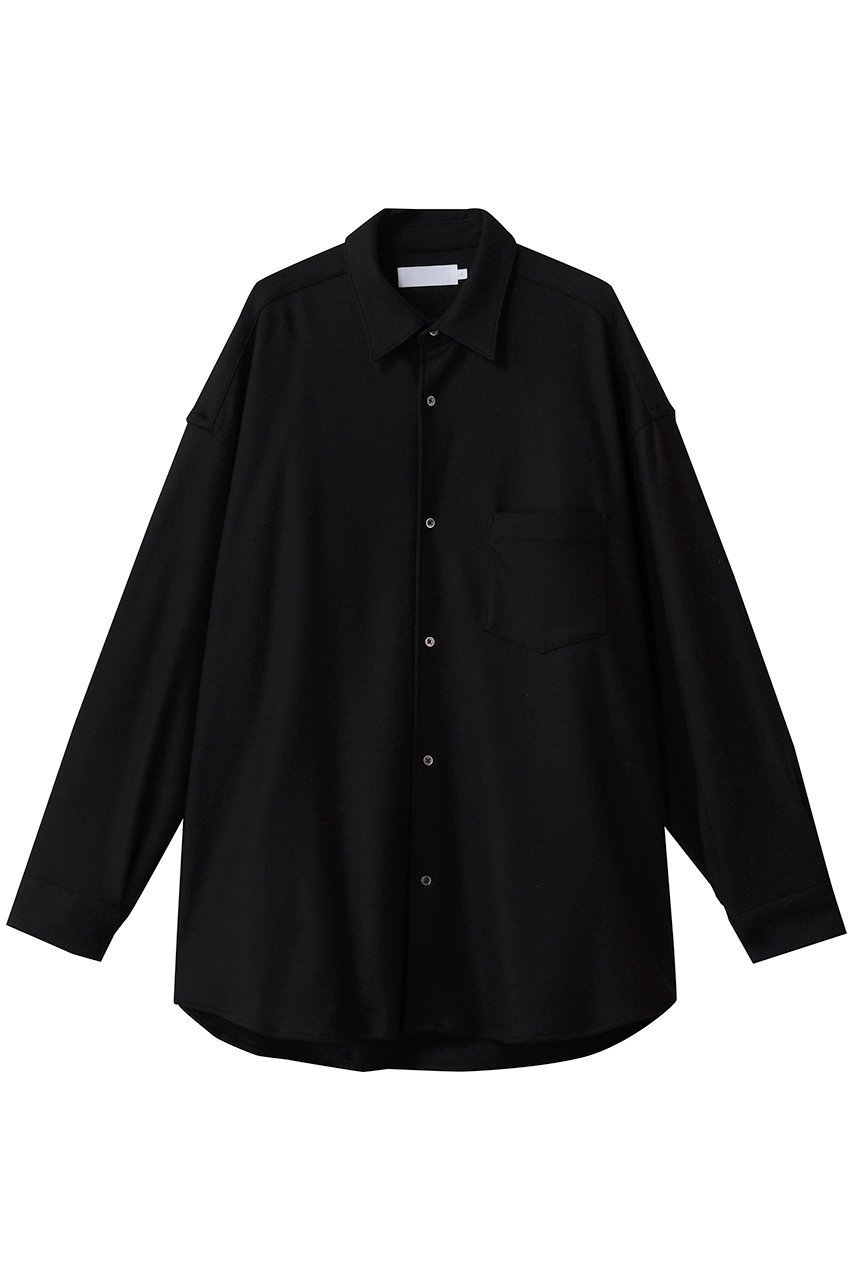 【グラフペーパー/Graphpaper】のWool Smooth Flannel Oversized Regular Collar Shirt/シャツ インテリア・キッズ・メンズ・レディースファッション・服の通販 founy(ファニー) 　ファッション　Fashion　レディースファッション　Fashion for Women　トップス・カットソー　Cut & Sew Tops　シャツ・ブラウス・オフィスカジュアル　Elegant Blouses & Button-Ups　おすすめ　Recommended / Our Picks　カットソー　Cut and Sewn Top　シンプル　Simple, Minimal　スリーブ　Sleeve, Long Sleeve / Short Sleeve　ドレープ　Drape, Draping Fabric　レギュラー　Regular, Standard Fit　ロング　Long, Long-Length　エレガント 上品　Elegant　新作・新入荷　New Arrivals / New In　羽織　Haori, Light Jacket　ブラック|ID: prp329100004725048 ipo3291000000034143873