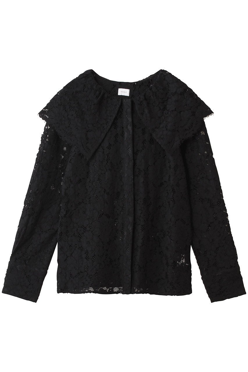 【マノフ/MANOF】のLACE COLLAR SHIRT インテリア・キッズ・メンズ・レディースファッション・服の通販 founy(ファニー) 　ファッション　Fashion　レディースファッション　Fashion for Women　トップス・カットソー　Cut & Sew Tops　シャツ・ブラウス・オフィスカジュアル　Elegant Blouses & Button-Ups　おすすめ　Recommended / Our Picks　エレガント 上品　Elegant　ジャケット　Jacket, Outerwear　スリーブ　Sleeve, Long Sleeve / Short Sleeve　フェミニン　Feminine, Girly　レース　Lace, Lace Fabric　ロング　Long, Long-Length　BLACK|ID: prp329100004725051 ipo3291000000035971742