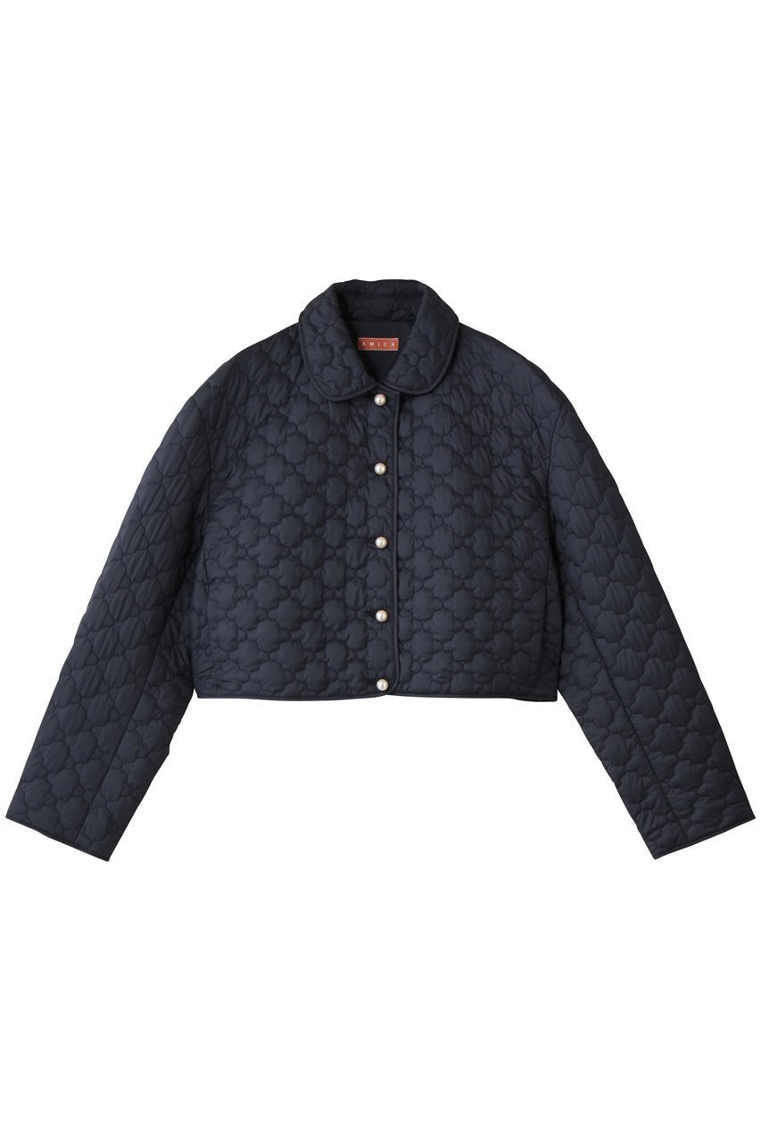 【アミカ/AMICA】のヴォヤージュクロップドジャケット インテリア・キッズ・メンズ・レディースファッション・服の通販 founy(ファニー) 　ファッション　Fashion　レディースファッション　Fashion for Women　アウター　Coat / Outerwear Collection　レディースジャケット・軽アウター　Jackets　エアリー　Airy Texture　オケージョン　Occasion Wear　キルティング　Quilted, Quilting　コンパクト　Compact, Small Size　ショート　Short, Short Length　ジャケット　Jacket, Outerwear　パール　Pearl, Pearl Accent　新作・新入荷　New Arrivals / New In　ネイビー|ID: prp329100004725053 ipo3291000000034143915