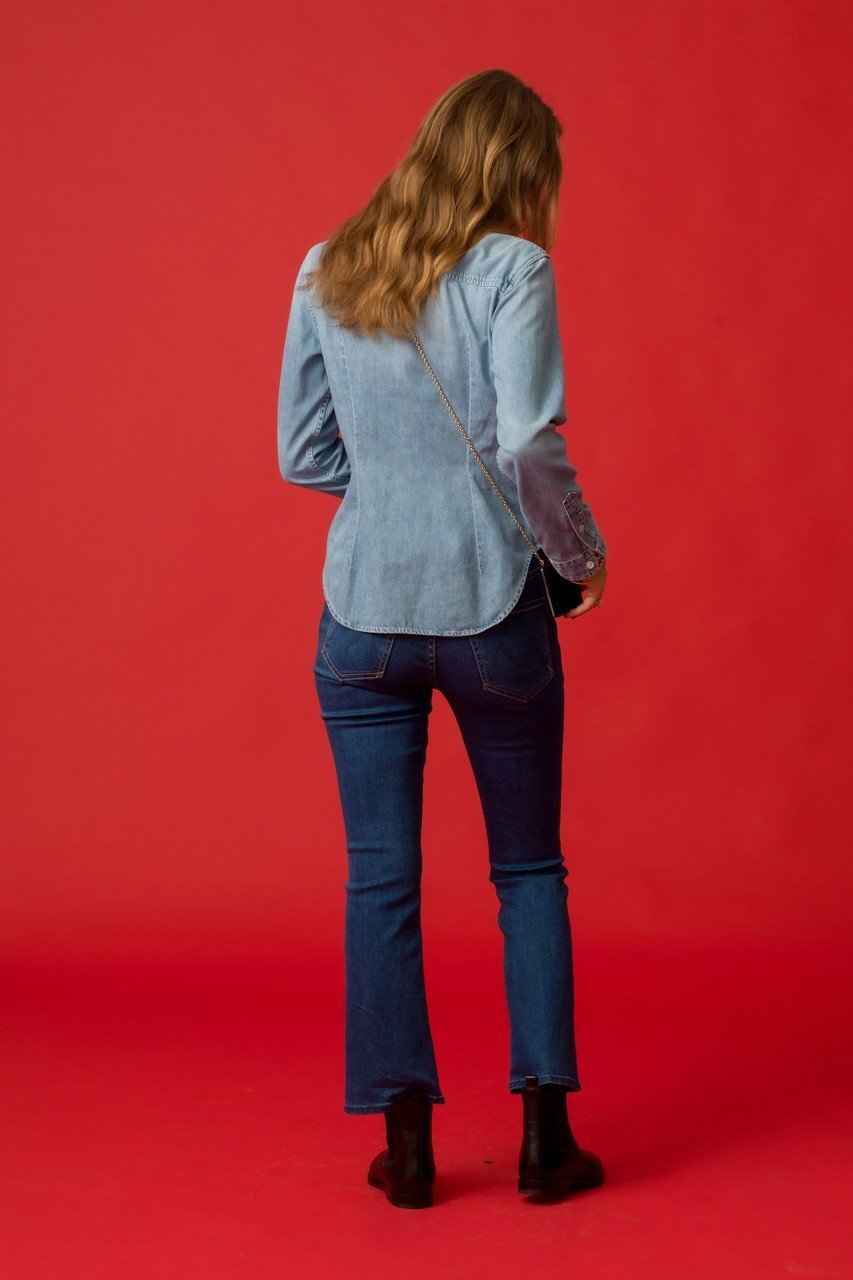 【マザー/MOTHER】のTHE ITTY BITTY PINCHIE FRENCHI デニムシャツ (ETD) 人気、トレンドファッション・服の通販 founy(ファニー) 　ファッション　Fashion　レディースファッション　Fashion for Women　トップス・カットソー　Cut & Sew Tops　シャツ・ブラウス・オフィスカジュアル　Elegant Blouses & Button-Ups　コレクション　Collection, Seasonal Line　スリーブ　Sleeve, Long Sleeve / Short Sleeve　デニム　Denim, Jeans Material　バランス　Balance, Style Balance　フィット　Fit, Slim Fit　ロング　Long, Long-Length　人気　Popular, Best Seller　秋　Autumn　other-7|ID: prp329100004725072 ipo3291000000035834571