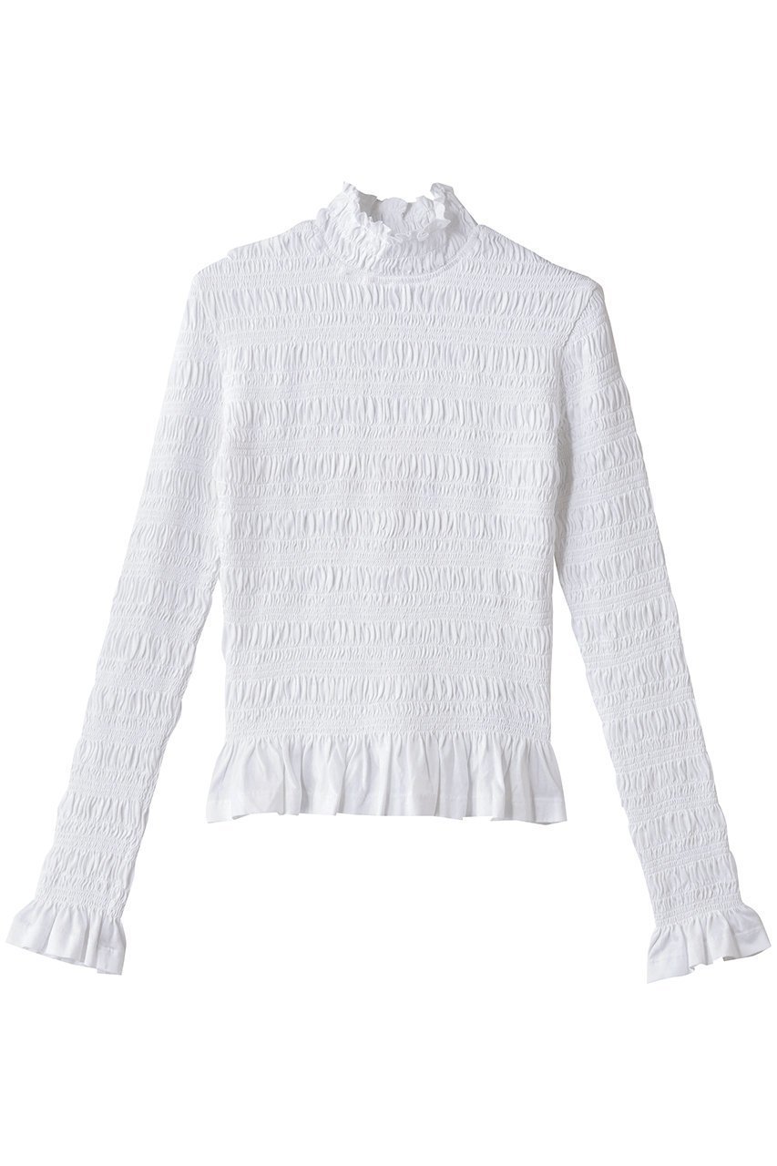 【マーレット/MERLETTE】のKANTOR スモッキング刺しゅう ハイネックジャージートップス 人気、トレンドファッション・服の通販 founy(ファニー) 　ファッション　Fashion　レディースファッション　Fashion for Women　トップス・カットソー　Cut & Sew Tops　ニット　Knit Tops & Sweaters　カジュアルプルオーバー・ニットトップス　Pullovers & Knit Tops / Casual Pullovers　スモッキング　Smocking, Gathered Stitching　トレンド　Trend, Trending Now　フリル　Frill, Ruffle　新作・新入荷　New Arrivals / New In　 other-1|ID: prp329100004725083 ipo3291000000034144125