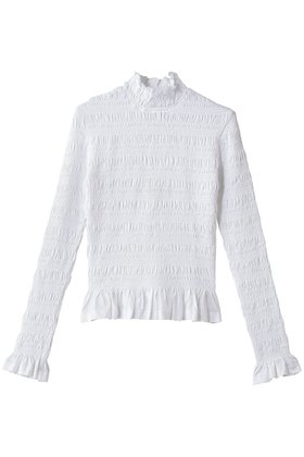 【マーレット/MERLETTE】 KANTOR スモッキング刺しゅう ハイネックジャージートップス人気、トレンドファッション・服の通販 founy(ファニー) ファッション Fashion レディースファッション Fashion for Women トップス・カットソー Cut & Sew Tops ニット Knit Tops & Sweaters カジュアルプルオーバー・ニットトップス Pullovers & Knit Tops / Casual Pullovers スモッキング Smocking, Gathered Stitching トレンド Trend, Trending Now フリル Frill, Ruffle |ID:prp329100004725083