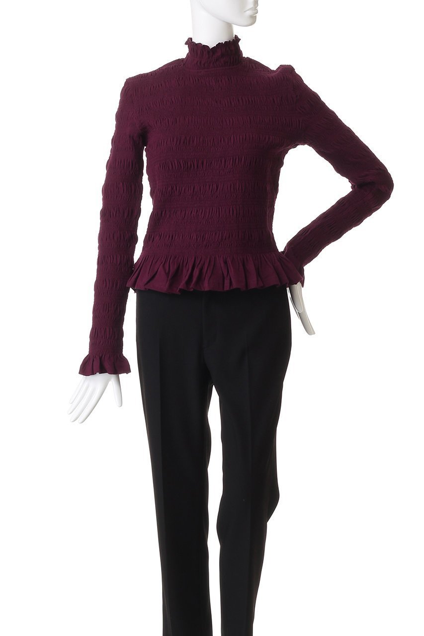 【マーレット/MERLETTE】のKANTOR スモッキング刺しゅう ハイネックジャージートップス 人気、トレンドファッション・服の通販 founy(ファニー) 　ファッション　Fashion　レディースファッション　Fashion for Women　トップス・カットソー　Cut & Sew Tops　ニット　Knit Tops & Sweaters　カジュアルプルオーバー・ニットトップス　Pullovers & Knit Tops / Casual Pullovers　スモッキング　Smocking, Gathered Stitching　トレンド　Trend, Trending Now　フリル　Frill, Ruffle　再入荷　Restock / Back in Stock　other-2|ID: prp329100004725083 ipo3291000000035834582