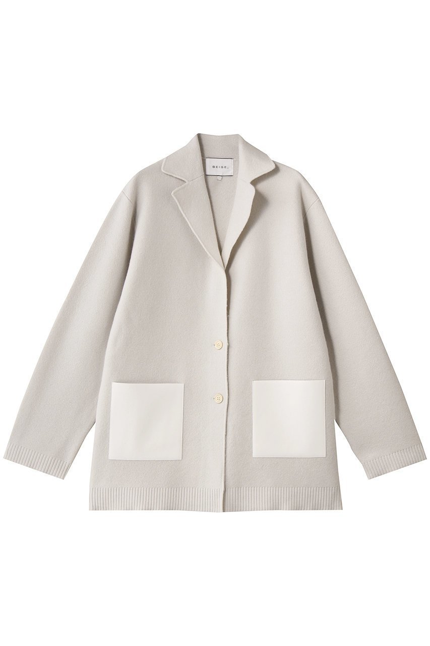 【ベイジ,/BEIGE,】のCHICORA(チコラ)/レザーポケット付きウールニットジャケット インテリア・キッズ・メンズ・レディースファッション・服の通販 founy(ファニー) 　ファッション　Fashion　レディースファッション　Fashion for Women　アウター　Coat / Outerwear Collection　レディースジャケット・軽アウター　Jackets　ジャケット　Jacket, Outerwear　ポケット　Pocket, Pocket Detail　新作・新入荷　New Arrivals / New In　Bone|ID: prp329100004725093 ipo3291000000034144205