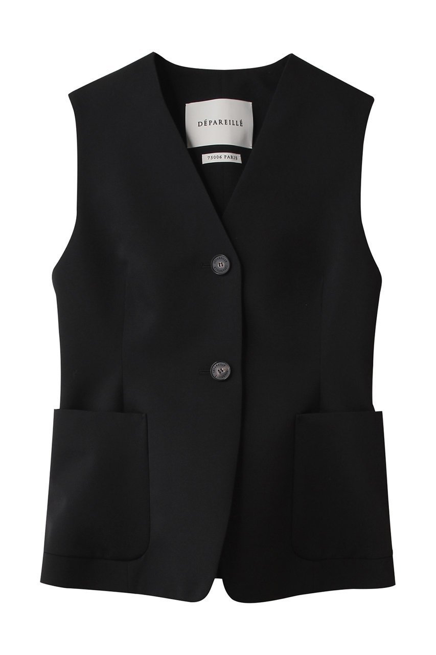 【デパリエ/DEPAREILLE】のウールドースキンジレ インテリア・キッズ・メンズ・レディースファッション・服の通販 founy(ファニー) 　ファッション　Fashion　レディースファッション　Fashion for Women　アウター　Coat / Outerwear Collection　レディースジャケット・軽アウター　Jackets　なめらか　Smooth, Silky Texture　エレガント 上品　Elegant　ジャケット　Jacket, Outerwear　ベスト　Vest, Waistcoat　マニッシュ　Mannish, Boyish　新作・新入荷　New Arrivals / New In　ブラック|ID: prp329100004725094 ipo3291000000034144216