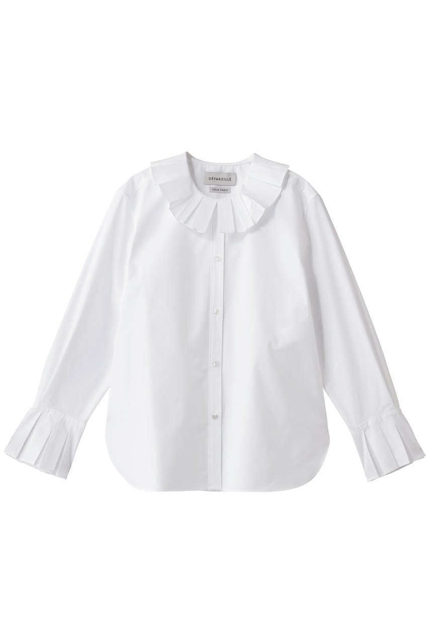 【デパリエ/DEPAREILLE】のコットンポリプリーツブラウス インテリア・キッズ・メンズ・レディースファッション・服の通販 founy(ファニー) 　ファッション　Fashion　レディースファッション　Fashion for Women　トップス・カットソー　Cut & Sew Tops　シャツ・ブラウス・オフィスカジュアル　Elegant Blouses & Button-Ups　おすすめ　Recommended / Our Picks　カフス　Cuff Design　カーディガン　Cardigan, Knitwear　ジャケット　Jacket, Outerwear　スリーブ　Sleeve, Long Sleeve / Short Sleeve　プリーツ　Pleats, Pleated　ロング　Long, Long-Length　新作・新入荷　New Arrivals / New In　ホワイト|ID: prp329100004725097 ipo3291000000034144242