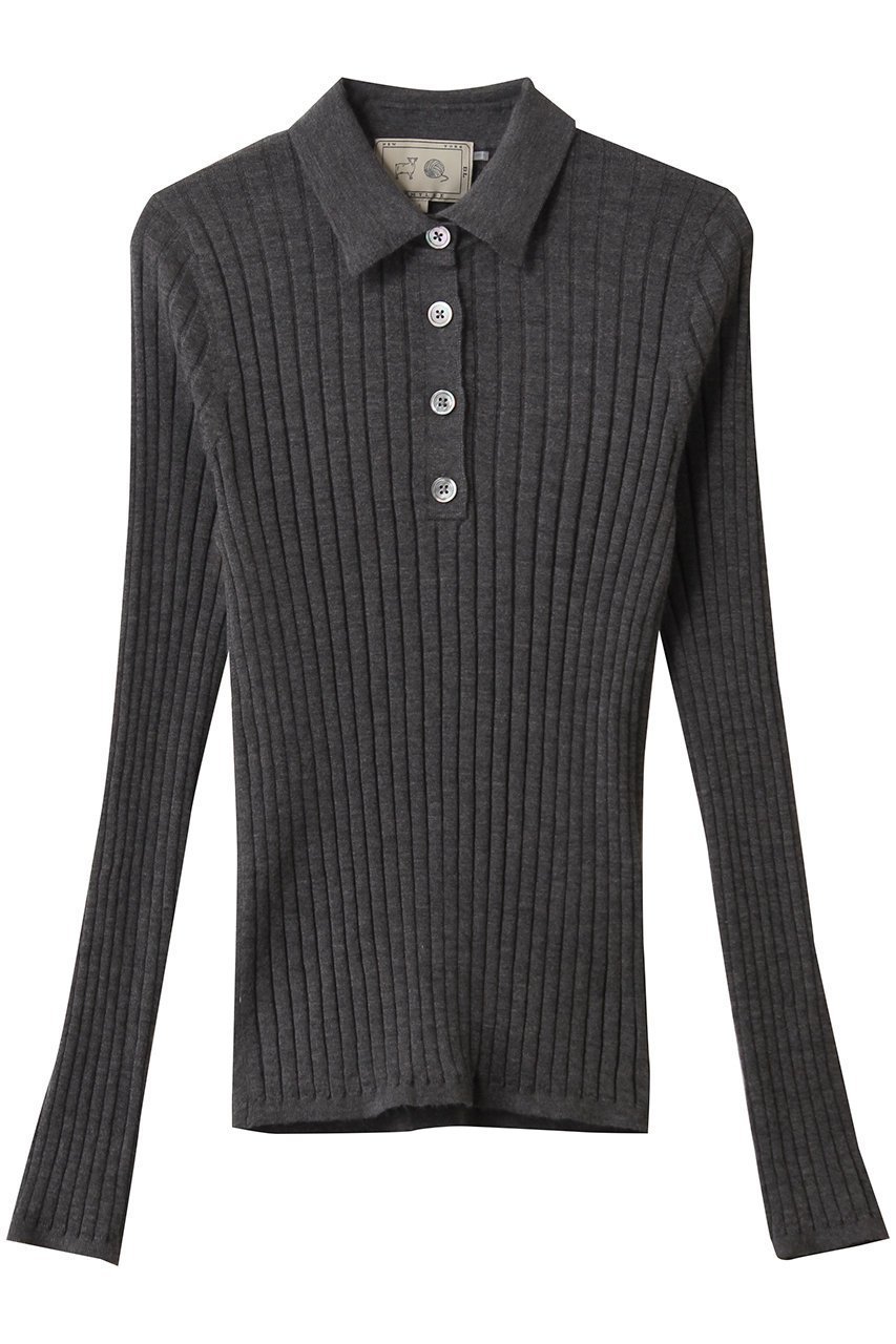 【デミーリー/DEMYLEE】のLUNA シグネチャーカシミヤ ポロカラーリブニットニットプルオーバー インテリア・キッズ・メンズ・レディースファッション・服の通販 founy(ファニー) 　ファッション　Fashion　レディースファッション　Fashion for Women　トップス・カットソー　Cut & Sew Tops　ニット　Knit Tops & Sweaters　カジュアルプルオーバー・ニットトップス　Pullovers & Knit Tops / Casual Pullovers　クラシック　Classic, Timeless Style　定番　Standard, Basic Item　チャコールグレー|ID: prp329100004725099 ipo3291000000036078463