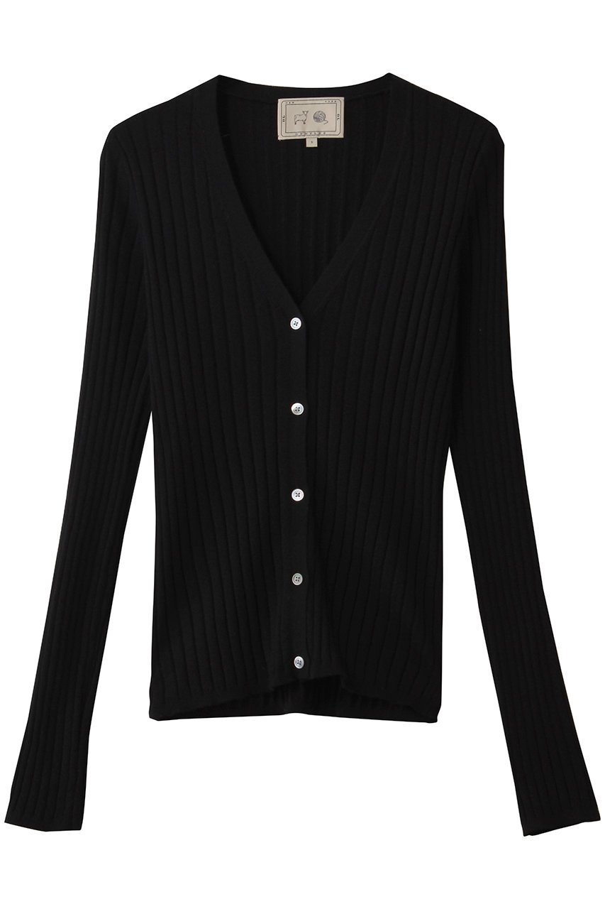 【デミーリー/DEMYLEE】のKELLY シグネチャーカシミヤ リブニットカーディガン インテリア・キッズ・メンズ・レディースファッション・服の通販 founy(ファニー) 　ファッション　Fashion　レディースファッション　Fashion for Women　トップス・カットソー　Cut & Sew Tops　ニット　Knit Tops & Sweaters　カーディガン・羽織り　Layered Style Cardigans　カーディガン　Cardigan, Knitwear　デニム　Denim, Jeans Material　フィット　Fit, Slim Fit　フレア　Flare, Flared　定番　Standard, Basic Item　新作・新入荷　New Arrivals / New In　ブラック|ID: prp329100004727429 ipo3291000000034153257