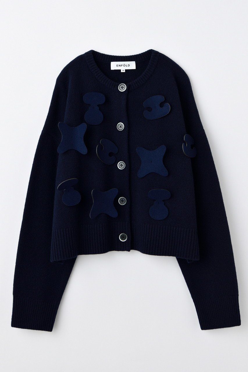 【エンフォルド/ENFOLD】の【10/15 12:00販売開始】CHAIR-MOTIF KINIT CARDIGAN/カーディガン インテリア・キッズ・メンズ・レディースファッション・服の通販 founy(ファニー) 　ファッション　Fashion　レディースファッション　Fashion for Women　トップス・カットソー　Cut & Sew Tops　ニット　Knit Tops & Sweaters　カーディガン・羽織り　Layered Style Cardigans　おすすめ　Recommended / Our Picks　カーディガン　Cardigan, Knitwear　バタフライ　Butterfly, Butterfly Motif　バランス　Balance, Style Balance　フェルト　Felt, Felt Fabric　ボックス　Boxy, Box Shape　モチーフ　Motif, Design Theme　ワイド　Wide, Wide Fit　冬　Winter / This Winter　新作・新入荷　New Arrivals / New In　ダークネイビー|ID: prp329100004727432 ipo3291000000034153278