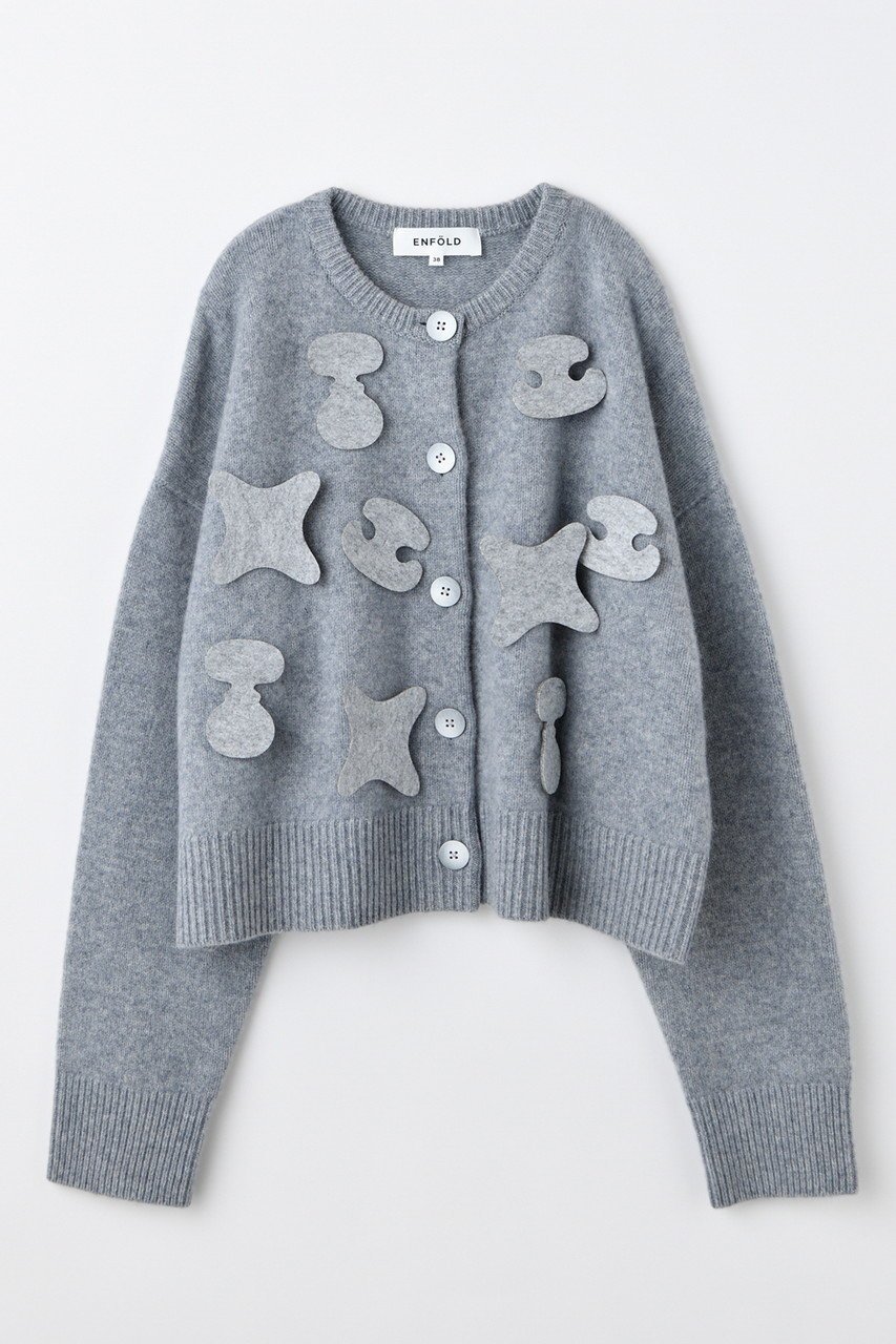 【エンフォルド/ENFOLD】の【10/15 12:00販売開始】CHAIR-MOTIF KINIT CARDIGAN/カーディガン インテリア・キッズ・メンズ・レディースファッション・服の通販 founy(ファニー) 　ファッション　Fashion　レディースファッション　Fashion for Women　トップス・カットソー　Cut & Sew Tops　ニット　Knit Tops & Sweaters　カーディガン・羽織り　Layered Style Cardigans　おすすめ　Recommended / Our Picks　カーディガン　Cardigan, Knitwear　バタフライ　Butterfly, Butterfly Motif　バランス　Balance, Style Balance　フェルト　Felt, Felt Fabric　ボックス　Boxy, Box Shape　モチーフ　Motif, Design Theme　ワイド　Wide, Wide Fit　冬　Winter / This Winter　新作・新入荷　New Arrivals / New In　トップグレー|ID: prp329100004727432 ipo3291000000034153279
