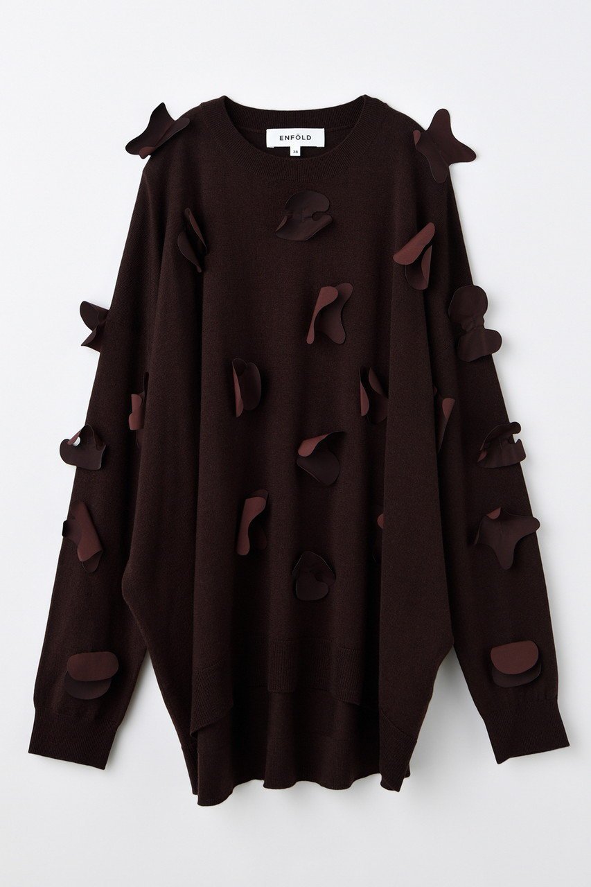 【エンフォルド/ENFOLD】の【10/15 12:00販売開始】CHAIR-MOTIF PULLOVER/プルオーバー インテリア・キッズ・メンズ・レディースファッション・服の通販 founy(ファニー) 　ファッション　Fashion　レディースファッション　Fashion for Women　トップス・カットソー　Cut & Sew Tops　ニット　Knit Tops & Sweaters　カジュアルプルオーバー・ニットトップス　Pullovers & Knit Tops / Casual Pullovers　バタフライ　Butterfly, Butterfly Motif　バランス　Balance, Style Balance　モチーフ　Motif, Design Theme　新作・新入荷　New Arrivals / New In　ブラウン|ID: prp329100004727433 ipo3291000000034153283