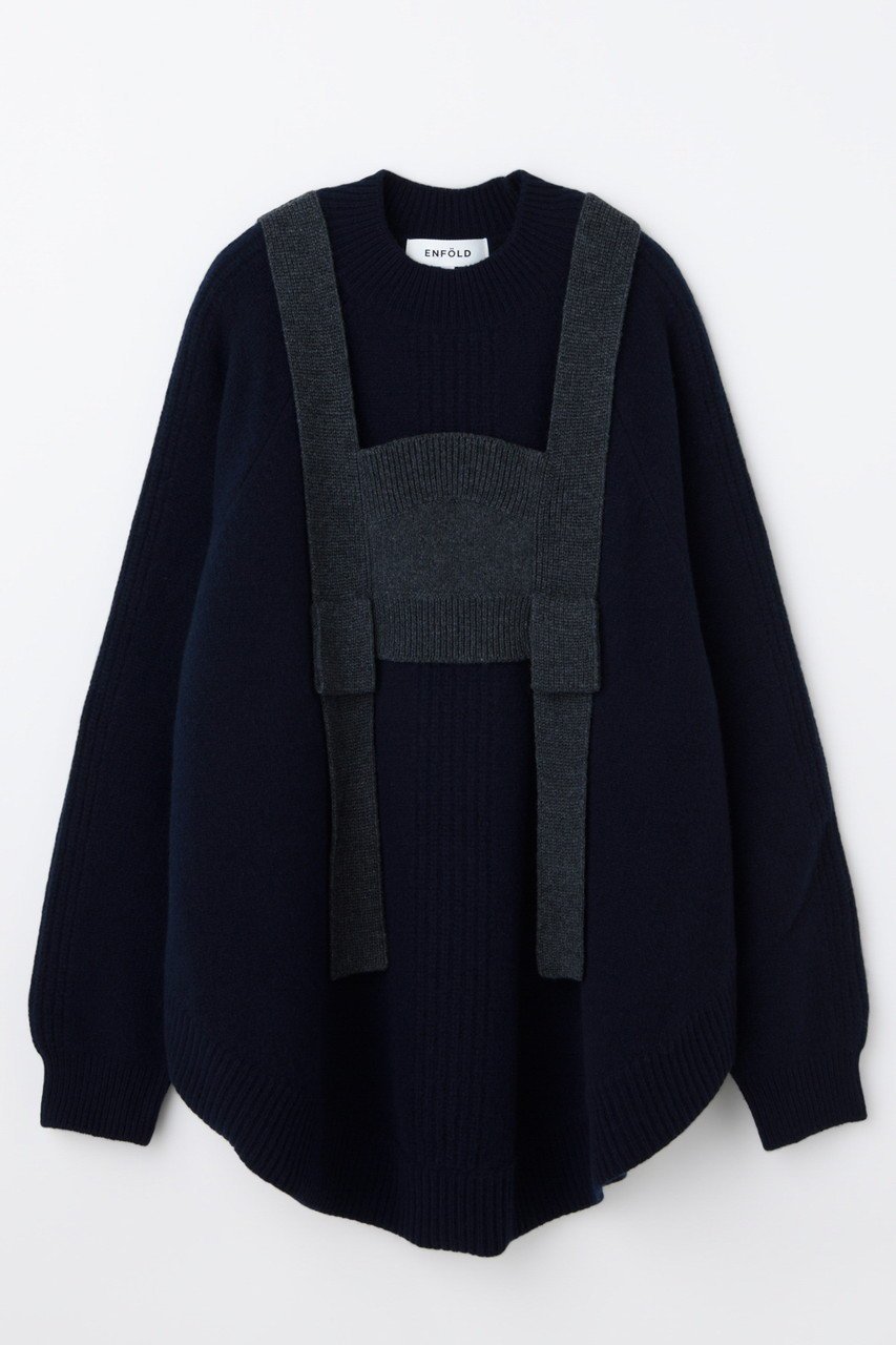 【エンフォルド/ENFOLD】の【10/15 12:00販売開始】BUSTIER LAYERED PULLOVER/プルオーバー インテリア・キッズ・メンズ・レディースファッション・服の通販 founy(ファニー) 　ファッション　Fashion　レディースファッション　Fashion for Women　トップス・カットソー　Cut & Sew Tops　シャツ・ブラウス・オフィスカジュアル　Elegant Blouses & Button-Ups　レディースパーカー・カジュアルフーディー　Casual Hoodies & Sweatshirts　ロングTシャツ・Tシャツ　Longline T-Shirts & Tees　カジュアルプルオーバー・ニットトップス　Pullovers & Knit Tops / Casual Pullovers　スウェット・クルーネックトップス　Sweatshirts & Crewnecks / Relaxed Fit Sweat Tops　カットソー・ベーシックTシャツ　Cut-and-Sewn Tops / Stretch Tees & Basics　ビスチェ　Bustiers & Corset Tops / Layered Bustier Style　ドッキング　Docking, Mixed Material　ミックス　Mix, Mixed Style　リラックス　Relax, Relaxed Fit　新作・新入荷　New Arrivals / New In　ダークネイビー|ID: prp329100004727438 ipo3291000000034153307