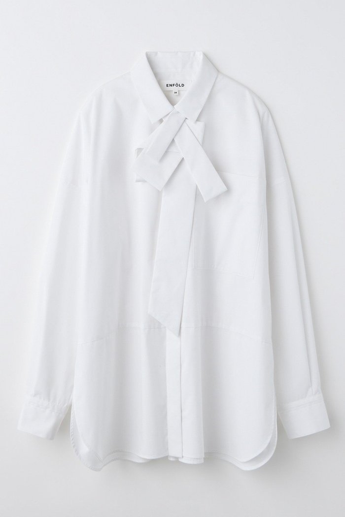 【エンフォルド/ENFOLD】の【10/15 12:00販売開始】ASYMMETRY BOW-TIE SHIRT/シャツ インテリア・キッズ・メンズ・レディースファッション・服の通販 founy(ファニー) https://founy.com/ ファッション Fashion レディースファッション Fashion for Women トップス・カットソー Cut & Sew Tops シャツ・ブラウス・オフィスカジュアル Elegant Blouses & Button-Ups アシンメトリー Asymmetrical Style スリーブ Sleeve, Long Sleeve / Short Sleeve ポケット Pocket, Pocket Detail ロング Long, Long-Length 新作・新入荷 New Arrivals / New In |ID: prp329100004727444 ipo3291000000034153333