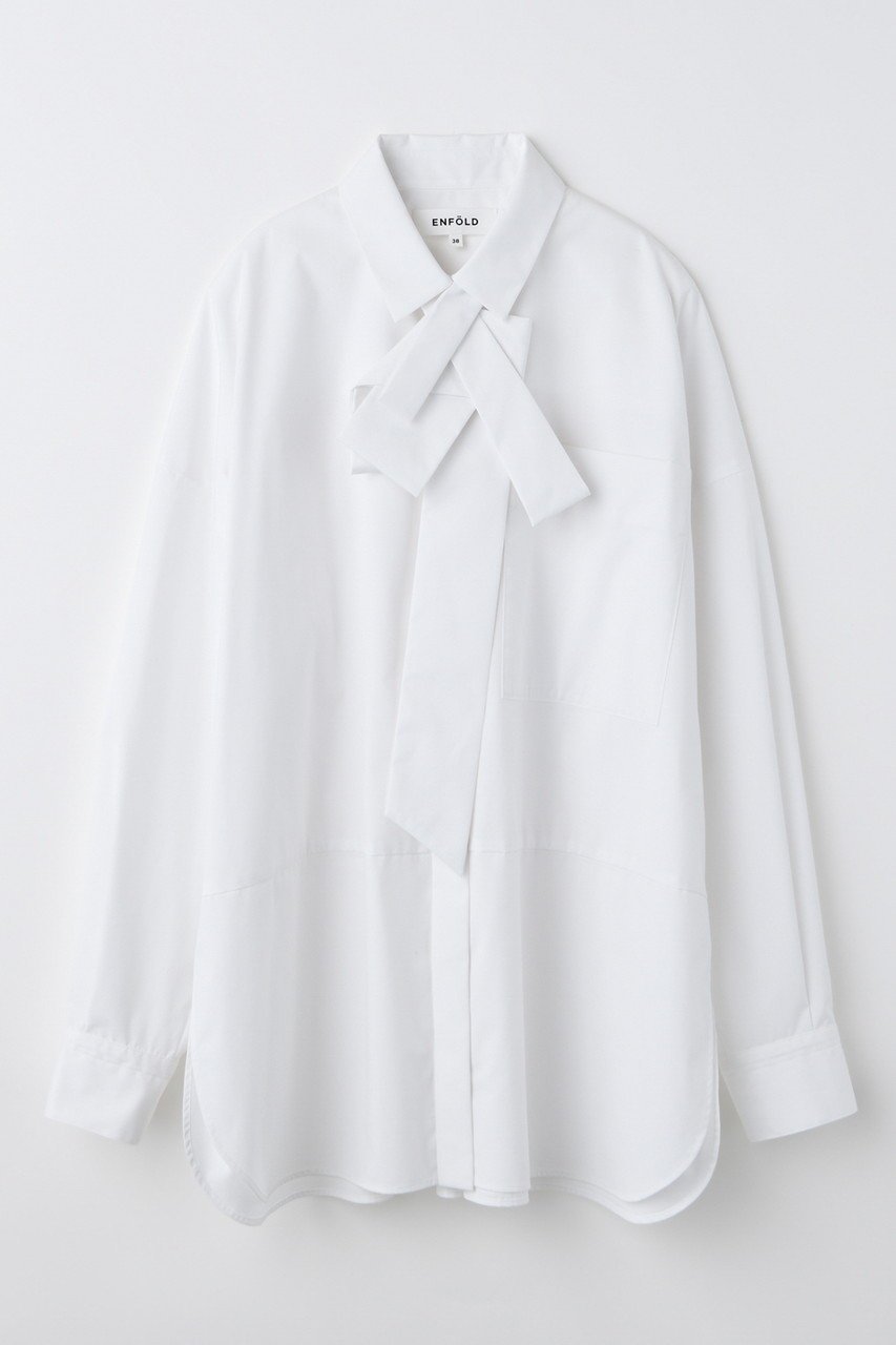 【エンフォルド/ENFOLD】の【10/15 12:00販売開始】ASYMMETRY BOW-TIE SHIRT/シャツ 人気、トレンドファッション・服の通販 founy(ファニー) 　ファッション　Fashion　レディースファッション　Fashion for Women　トップス・カットソー　Cut & Sew Tops　シャツ・ブラウス・オフィスカジュアル　Elegant Blouses & Button-Ups　アシンメトリー　Asymmetrical Style　スリーブ　Sleeve, Long Sleeve / Short Sleeve　ポケット　Pocket, Pocket Detail　ロング　Long, Long-Length　新作・新入荷　New Arrivals / New In　 other-1|ID: prp329100004727444 ipo3291000000034153333