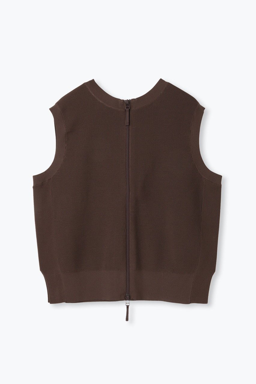 【レリル/lelill】のハイテクワッフル2WAY ジレ インテリア・キッズ・メンズ・レディースファッション・服の通販 founy(ファニー) 　ファッション　Fashion　レディースファッション　Fashion for Women　アウター　Coat / Outerwear Collection　レディースジャケット・軽アウター　Jackets　アンサンブル　Ensemble Set　ジャケット　Jacket, Outerwear　フロント　Front, Front Design　ベスト　Vest, Waistcoat　リブニット　Rib Knit, Ribbed Knit　ワッフル　Waffle, Waffle Knit　定番　Standard, Basic Item　洗える　Machine Washable　ブラウン|ID: prp329100004727479 ipo3291000000035870581