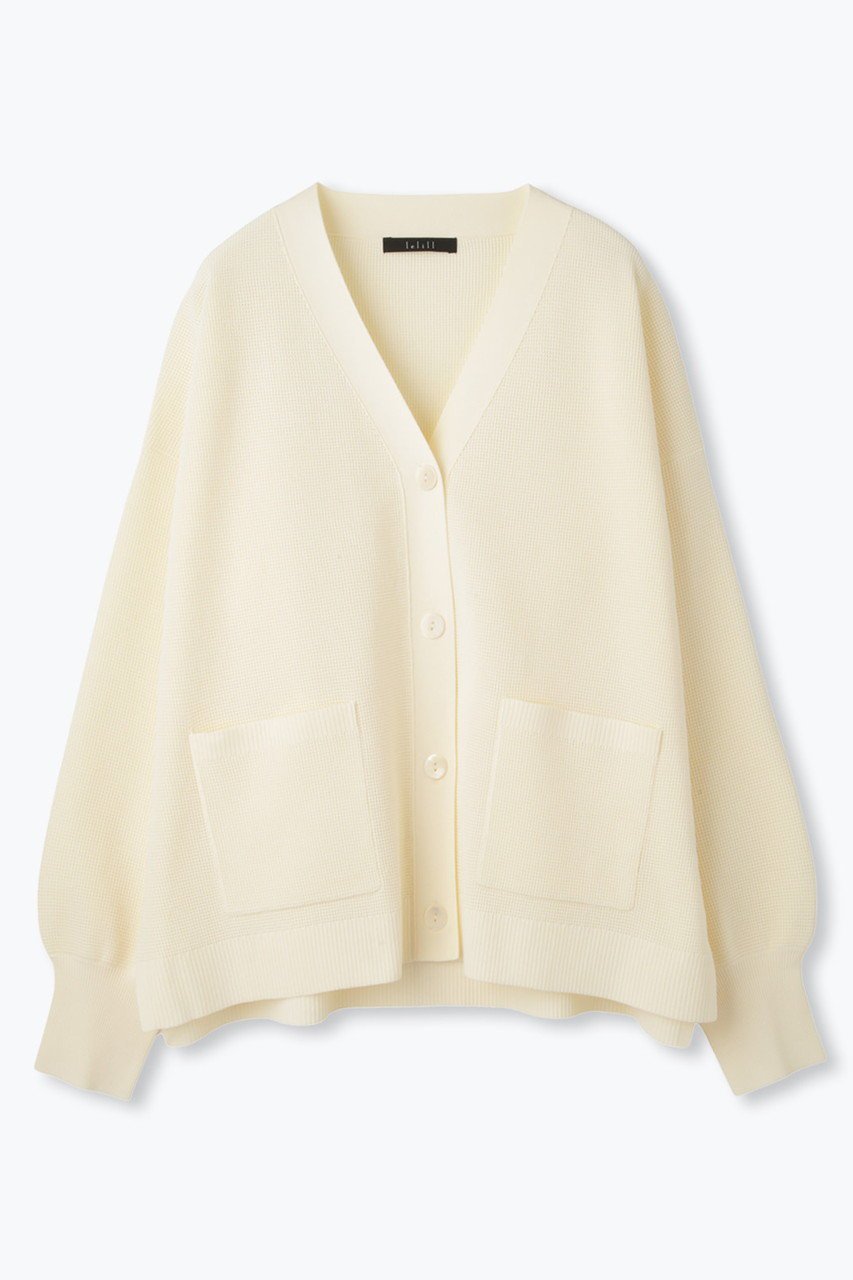 【レリル/lelill】のハイテクワッフル カーディガン インテリア・キッズ・メンズ・レディースファッション・服の通販 founy(ファニー) 　ファッション　Fashion　レディースファッション　Fashion for Women　トップス・カットソー　Cut & Sew Tops　ニット　Knit Tops & Sweaters　カーディガン・羽織り　Layered Style Cardigans　カーディガン　Cardigan, Knitwear　フィット　Fit, Slim Fit　リブニット　Rib Knit, Ribbed Knit　ワッフル　Waffle, Waffle Knit　洗える　Machine Washable　エクリュ|ID: prp329100004727482 ipo3291000000035870601