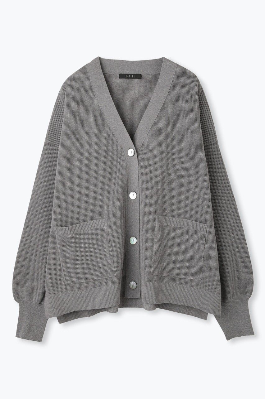 【レリル/lelill】のハイテクワッフル カーディガン インテリア・キッズ・メンズ・レディースファッション・服の通販 founy(ファニー) 　ファッション　Fashion　レディースファッション　Fashion for Women　トップス・カットソー　Cut & Sew Tops　ニット　Knit Tops & Sweaters　カーディガン・羽織り　Layered Style Cardigans　カーディガン　Cardigan, Knitwear　フィット　Fit, Slim Fit　リブニット　Rib Knit, Ribbed Knit　ワッフル　Waffle, Waffle Knit　洗える　Machine Washable　グレー|ID: prp329100004727482 ipo3291000000035870602