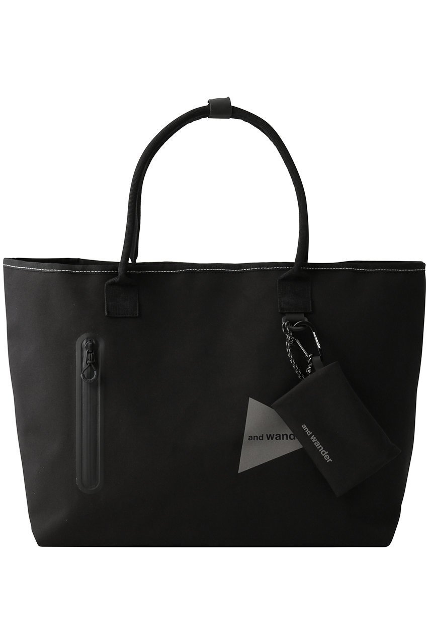 【アンドワンダー/and wander】の【UNISEX】ポリエステル コットン トート バッグ インテリア・キッズ・メンズ・レディースファッション・服の通販 founy(ファニー) 　ファッション　Fashion　レディースファッション　Fashion for Women　バッグ　Bags　ユニセックス　Unisex, Genderless　アウトドア　Outdoor Clothing　ジップ　Zip, Zipper　ポケット　Pocket, Pocket Detail　旅行　Travel　ブラック|ID: prp329100004727490 ipo3291000000034153685