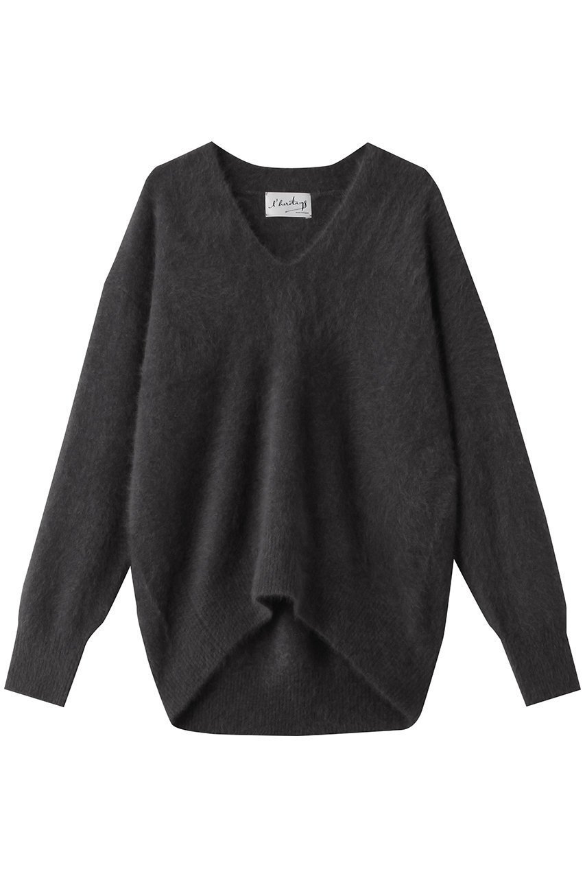 【マルティニーク/martinique】の【l heritage martinique】Vネックプルオーバー インテリア・キッズ・メンズ・レディースファッション・服の通販 founy(ファニー) 　ファッション　Fashion　レディースファッション　Fashion for Women　トップス・カットソー　Cut & Sew Tops　ニット　Knit Tops & Sweaters　カジュアルプルオーバー・ニットトップス　Pullovers & Knit Tops / Casual Pullovers　Vネックトップス　V-Neck Tops / V-Cut Neckline Shirts　エレガント 上品　Elegant　デコルテ　Décolleté, Neckline　トレンド　Trend, Trending Now　チャコールグレー|ID: prp329100004727503 ipo3291000000034153821