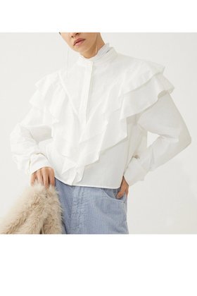 【ウィムガゼット/Whim Gazette】 【THE PAUSE】フリルショートシャツ人気、トレンドファッション・服の通販 founy(ファニー) ファッション Fashion レディースファッション Fashion for Women トップス・カットソー Cut & Sew Tops シャツ・ブラウス・オフィスカジュアル Elegant Blouses & Button-Ups コンパクト Compact, Small Size スタンド Stand Collar, Upright Stand スリーブ Sleeve, Long Sleeve / Short Sleeve トレンド Trend, Trending Now フリル Frill, Ruffle フロント Front, Front Design ロング Long, Long-Length 新作・新入荷 New Arrivals / New In |ID:prp329100004727511