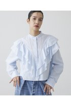 【ウィムガゼット/Whim Gazette】の【THE PAUSE】フリルショートシャツ 人気、トレンドファッション・服の通販 founy(ファニー) ファッション Fashion レディースファッション Fashion for Women トップス・カットソー Cut & Sew Tops シャツ・ブラウス・オフィスカジュアル Elegant Blouses & Button-Ups コンパクト Compact, Small Size スタンド Stand Collar, Upright Stand スリーブ Sleeve, Long Sleeve / Short Sleeve トレンド Trend, Trending Now フリル Frill, Ruffle フロント Front, Front Design ロング Long, Long-Length 新作・新入荷 New Arrivals / New In thumbnail サックスブルー|ID: prp329100004727511 ipo3291000000034153887