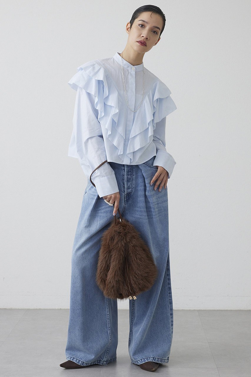 【ウィムガゼット/Whim Gazette】の【THE PAUSE】フリルショートシャツ 人気、トレンドファッション・服の通販 founy(ファニー) 　ファッション　Fashion　レディースファッション　Fashion for Women　トップス・カットソー　Cut & Sew Tops　シャツ・ブラウス・オフィスカジュアル　Elegant Blouses & Button-Ups　コンパクト　Compact, Small Size　スタンド　Stand Collar, Upright Stand　スリーブ　Sleeve, Long Sleeve / Short Sleeve　トレンド　Trend, Trending Now　フリル　Frill, Ruffle　フロント　Front, Front Design　ロング　Long, Long-Length　新作・新入荷　New Arrivals / New In　other-5|ID: prp329100004727511 ipo3291000000034153891