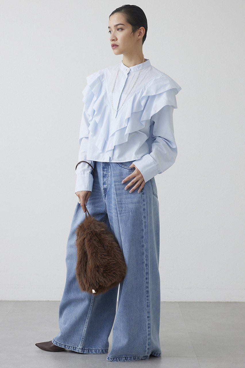 【ウィムガゼット/Whim Gazette】の【THE PAUSE】フリルショートシャツ 人気、トレンドファッション・服の通販 founy(ファニー) 　ファッション　Fashion　レディースファッション　Fashion for Women　トップス・カットソー　Cut & Sew Tops　シャツ・ブラウス・オフィスカジュアル　Elegant Blouses & Button-Ups　コンパクト　Compact, Small Size　スタンド　Stand Collar, Upright Stand　スリーブ　Sleeve, Long Sleeve / Short Sleeve　トレンド　Trend, Trending Now　フリル　Frill, Ruffle　フロント　Front, Front Design　ロング　Long, Long-Length　新作・新入荷　New Arrivals / New In　other-6|ID: prp329100004727511 ipo3291000000034153892