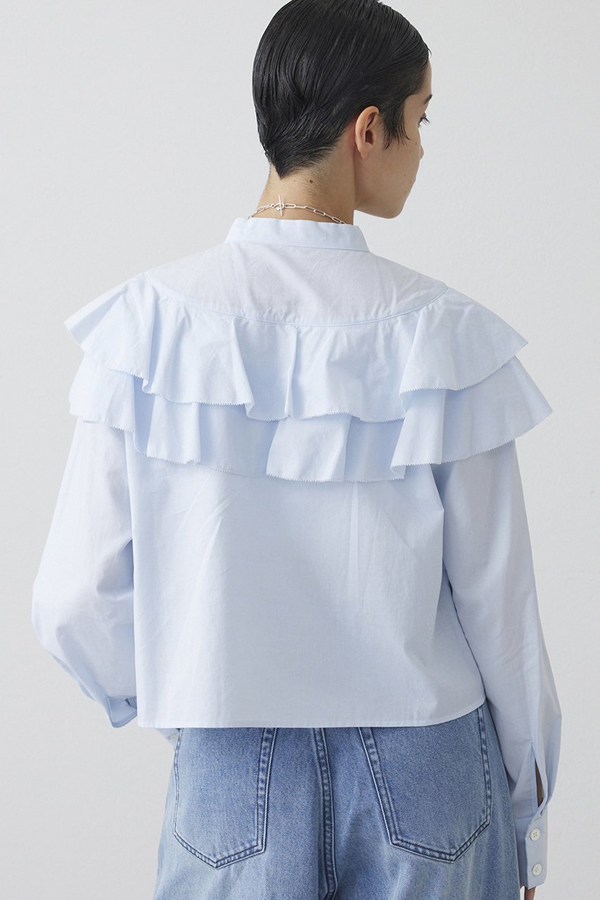 【ウィムガゼット/Whim Gazette】の【THE PAUSE】フリルショートシャツ 人気、トレンドファッション・服の通販 founy(ファニー) 　ファッション　Fashion　レディースファッション　Fashion for Women　トップス・カットソー　Cut & Sew Tops　シャツ・ブラウス・オフィスカジュアル　Elegant Blouses & Button-Ups　コンパクト　Compact, Small Size　スタンド　Stand Collar, Upright Stand　スリーブ　Sleeve, Long Sleeve / Short Sleeve　トレンド　Trend, Trending Now　フリル　Frill, Ruffle　フロント　Front, Front Design　ロング　Long, Long-Length　other-3|ID: prp329100004727511 ipo3291000000036136103