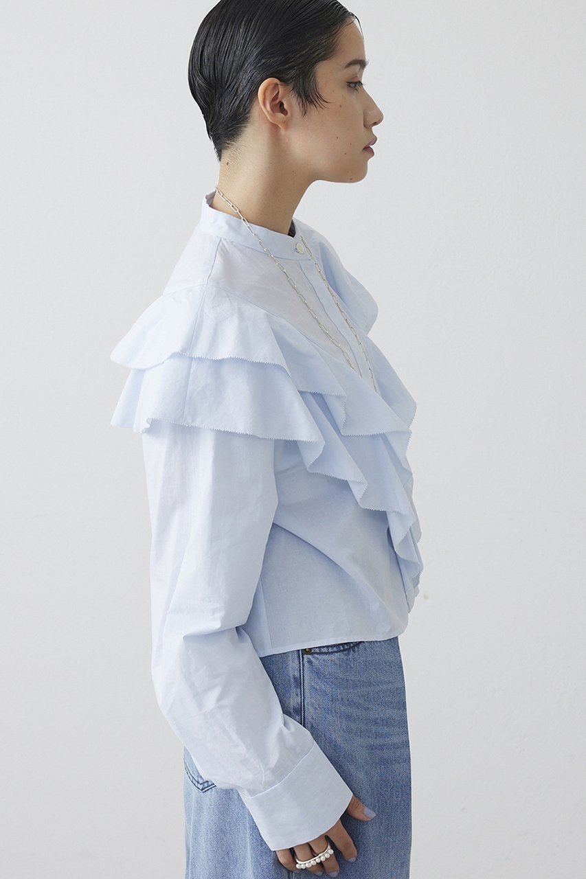 【ウィムガゼット/Whim Gazette】の【THE PAUSE】フリルショートシャツ 人気、トレンドファッション・服の通販 founy(ファニー) 　ファッション　Fashion　レディースファッション　Fashion for Women　トップス・カットソー　Cut & Sew Tops　シャツ・ブラウス・オフィスカジュアル　Elegant Blouses & Button-Ups　コンパクト　Compact, Small Size　スタンド　Stand Collar, Upright Stand　スリーブ　Sleeve, Long Sleeve / Short Sleeve　トレンド　Trend, Trending Now　フリル　Frill, Ruffle　フロント　Front, Front Design　ロング　Long, Long-Length　other-4|ID: prp329100004727511 ipo3291000000036136104