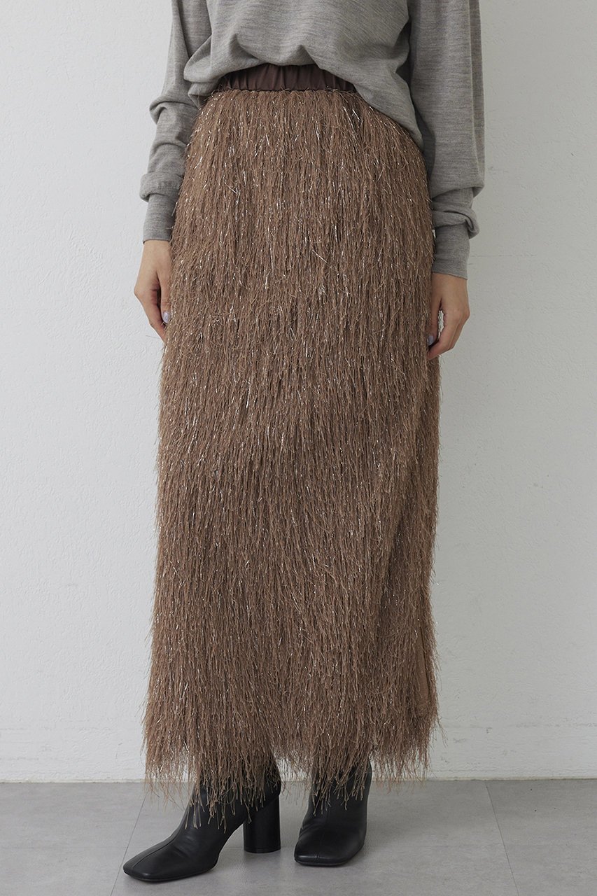 【ウィムガゼット/Whim Gazette】の【THE PAUSE】ラメフリンジスカート 人気、トレンドファッション・服の通販 founy(ファニー) 　ファッション　Fashion　レディースファッション　Fashion for Women　スカート　Skirts　ロングスカート　Long Skirts / Maxi & Midi Skirts　サテン　Satin, Glossy Fabric　シンプル　Simple, Minimal　ストレッチ　Stretch, Stretchy Fabric　スリット　Slit, Slit Detail　フリンジ　Fringe, Tassel　ロング　Long, Long-Length　新作・新入荷　New Arrivals / New In　other-6|ID: prp329100004727513 ipo3291000000034153910