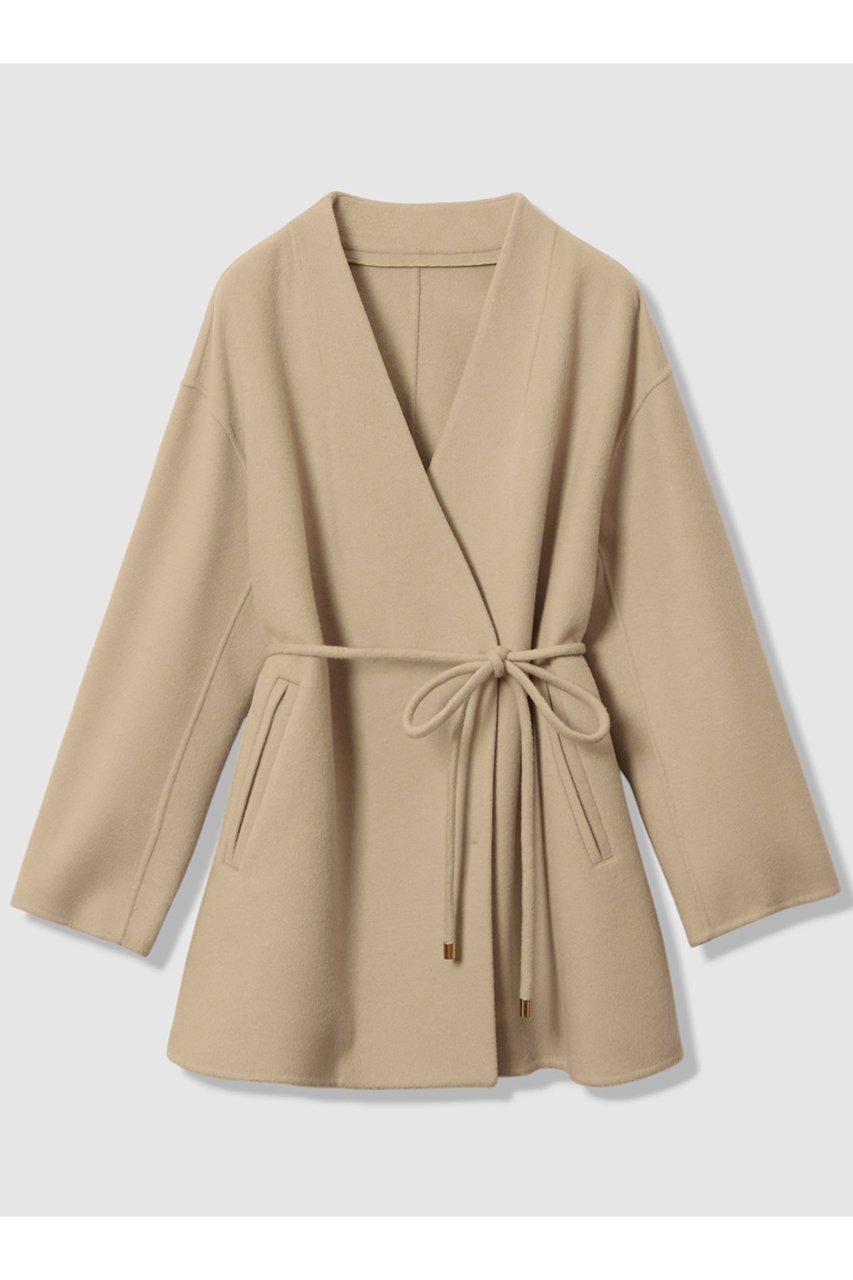 【アルアバイル/allureville】のカシミヤ混リバーミドルラップコート インテリア・キッズ・メンズ・レディースファッション・服の通販 founy(ファニー) 　ファッション　Fashion　レディースファッション　Fashion for Women　アウター　Coat / Outerwear Collection　コート・ロングコート・ピーコート　Long Coats, Peacoats & More　おすすめ　Recommended / Our Picks　ショート　Short, Short Length　フェミニン　Feminine, Girly　フロント　Front, Front Design　ブラウジング　Blouson Silhouette, Cinched Waist　ポケット　Pocket, Pocket Detail　ミドル　Middle Length, Mid Height　エレガント 上品　Elegant　再入荷　Restock / Back in Stock　ベージュ|ID: prp329100004727530 ipo3291000000034695700