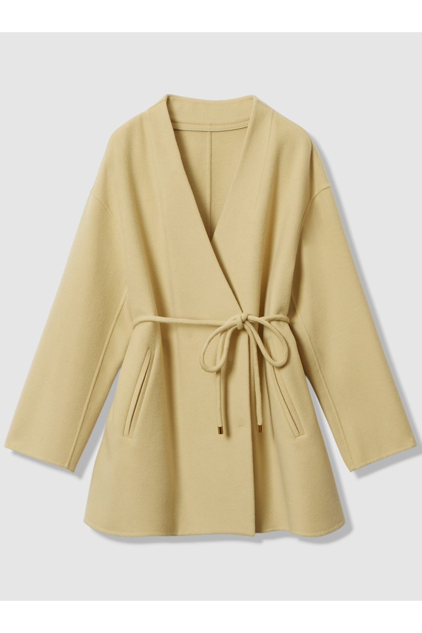 【アルアバイル/allureville】のカシミヤ混リバーミドルラップコート インテリア・キッズ・メンズ・レディースファッション・服の通販 founy(ファニー) 　ファッション　Fashion　レディースファッション　Fashion for Women　アウター　Coat / Outerwear Collection　コート・ロングコート・ピーコート　Long Coats, Peacoats & More　おすすめ　Recommended / Our Picks　ショート　Short, Short Length　フェミニン　Feminine, Girly　フロント　Front, Front Design　ブラウジング　Blouson Silhouette, Cinched Waist　ポケット　Pocket, Pocket Detail　ミドル　Middle Length, Mid Height　エレガント 上品　Elegant　再入荷　Restock / Back in Stock　イエロー|ID: prp329100004727530 ipo3291000000034695701